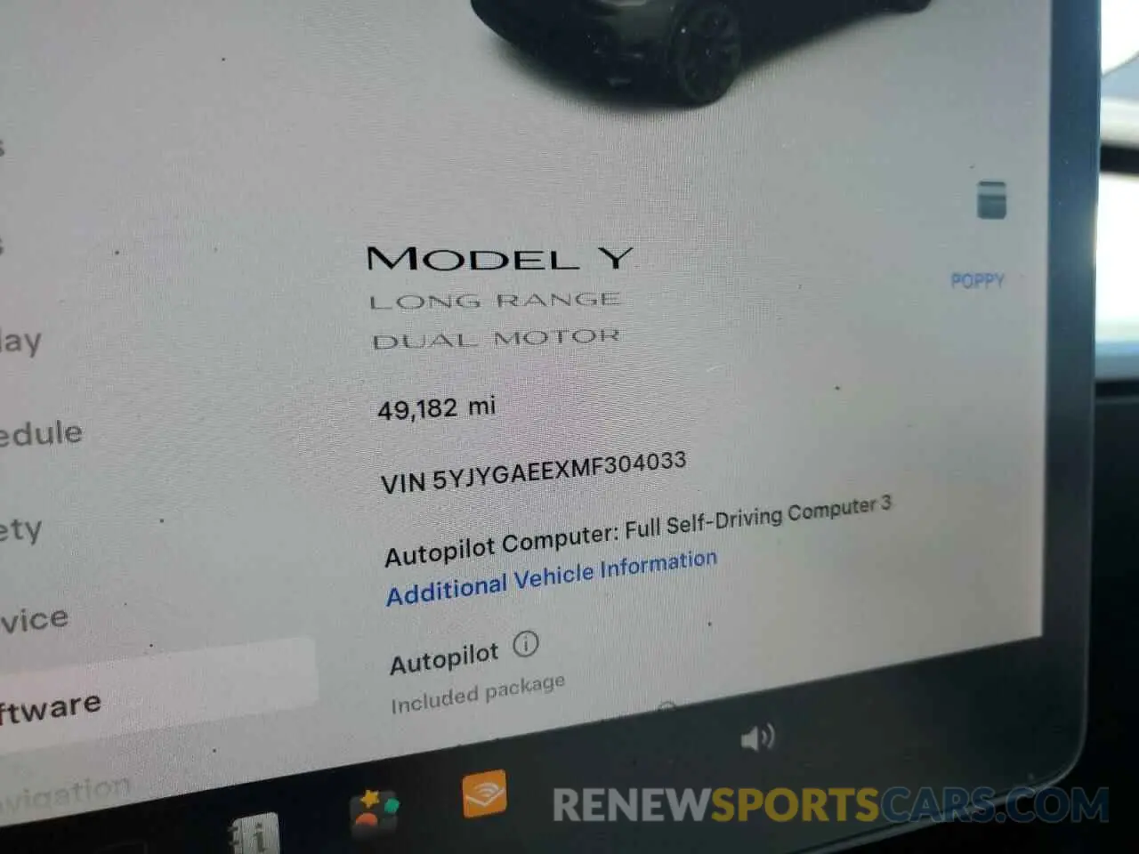 9 Фотография поврежденного автомобиля 5YJYGAEEXMF304033 TESLA MODEL Y 2021