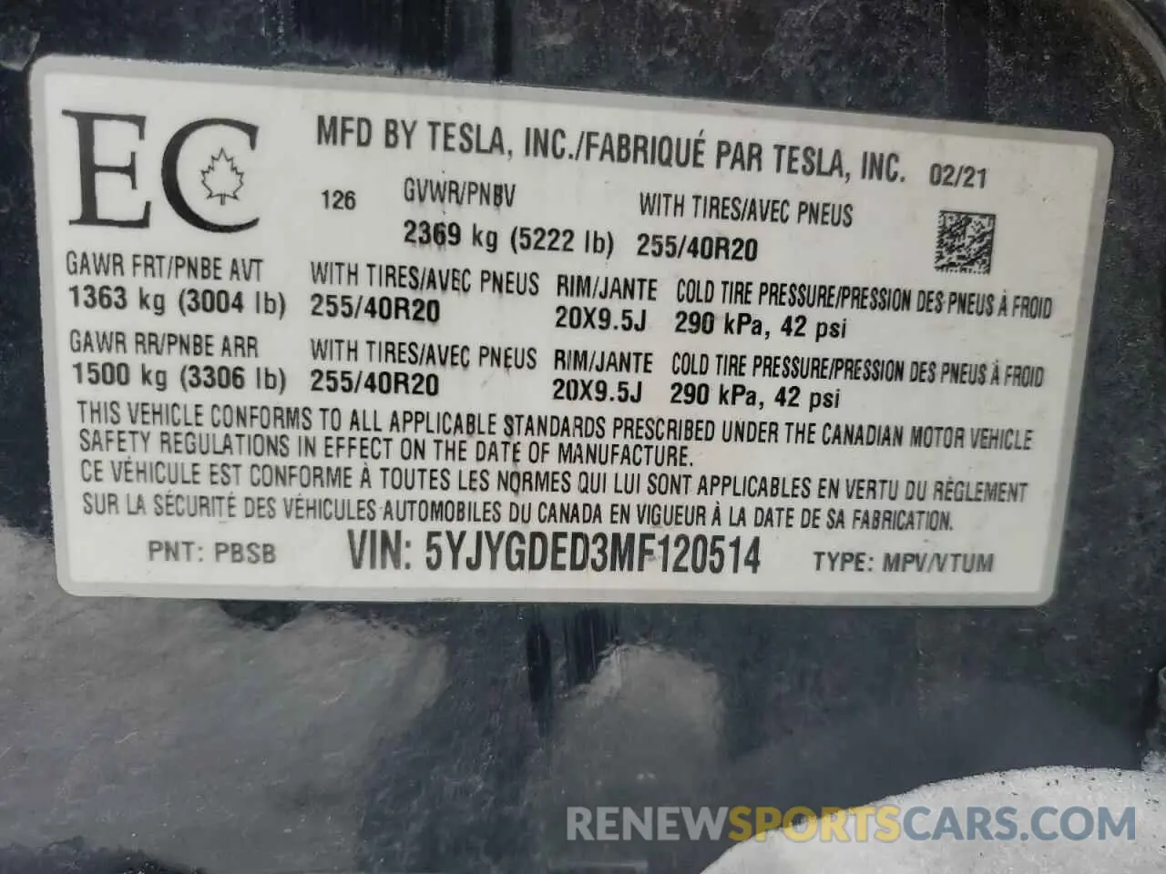 13 Photograph of a damaged car 5YJYGDED3MF120514 TESLA MODEL Y 2021