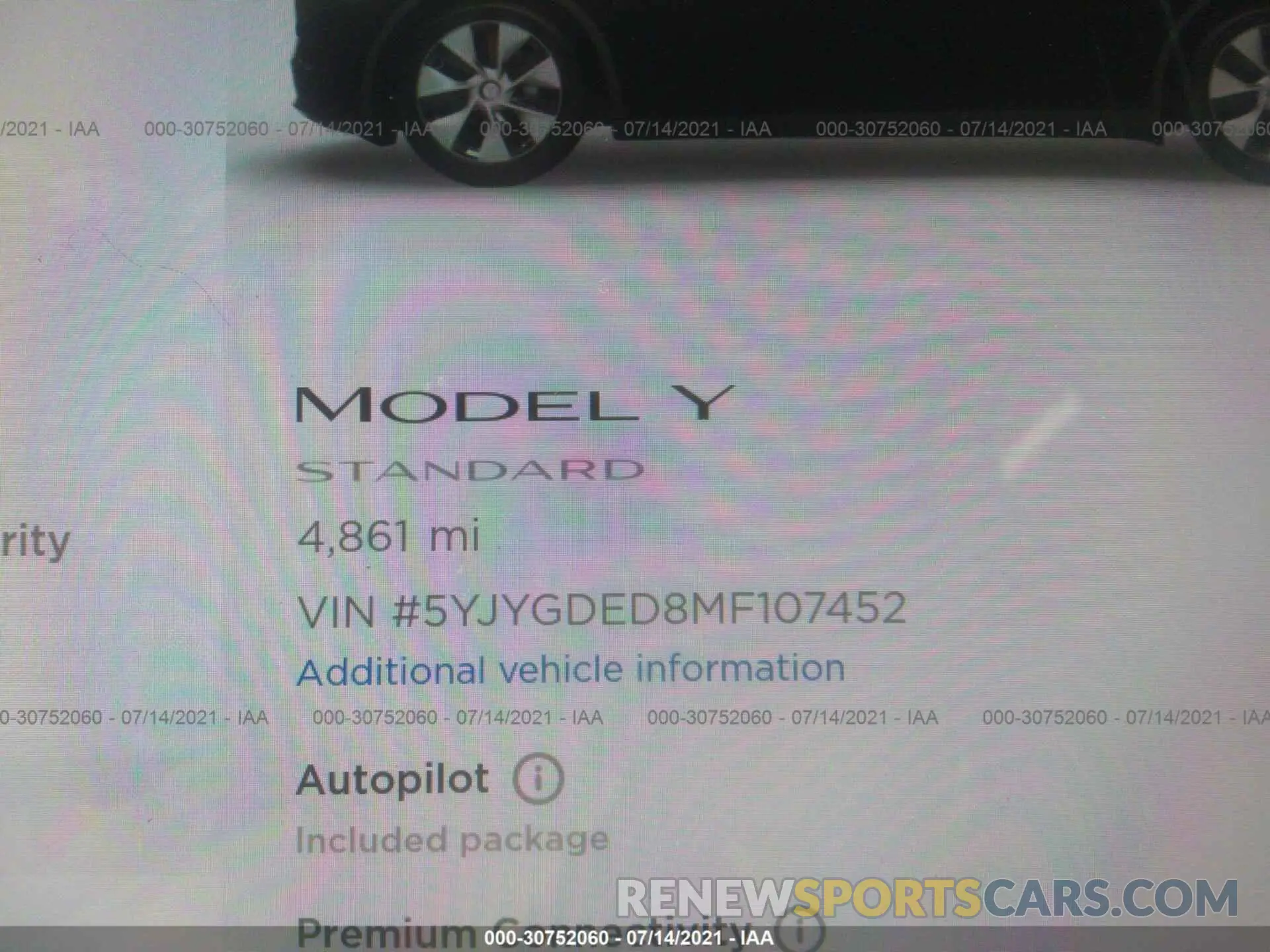7 Photograph of a damaged car 5YJYGDED8MF107452 TESLA MODEL Y 2021