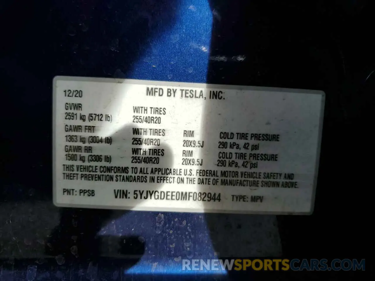 12 Фотография поврежденного автомобиля 5YJYGDEE0MF082944 TESLA MODEL Y 2021