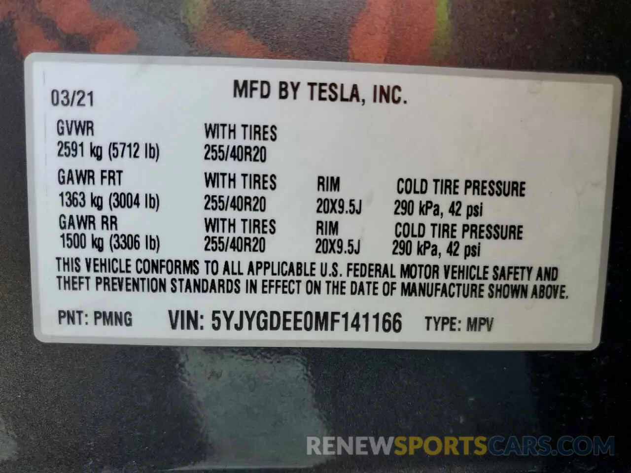 13 Фотография поврежденного автомобиля 5YJYGDEE0MF141166 TESLA MODEL Y 2021
