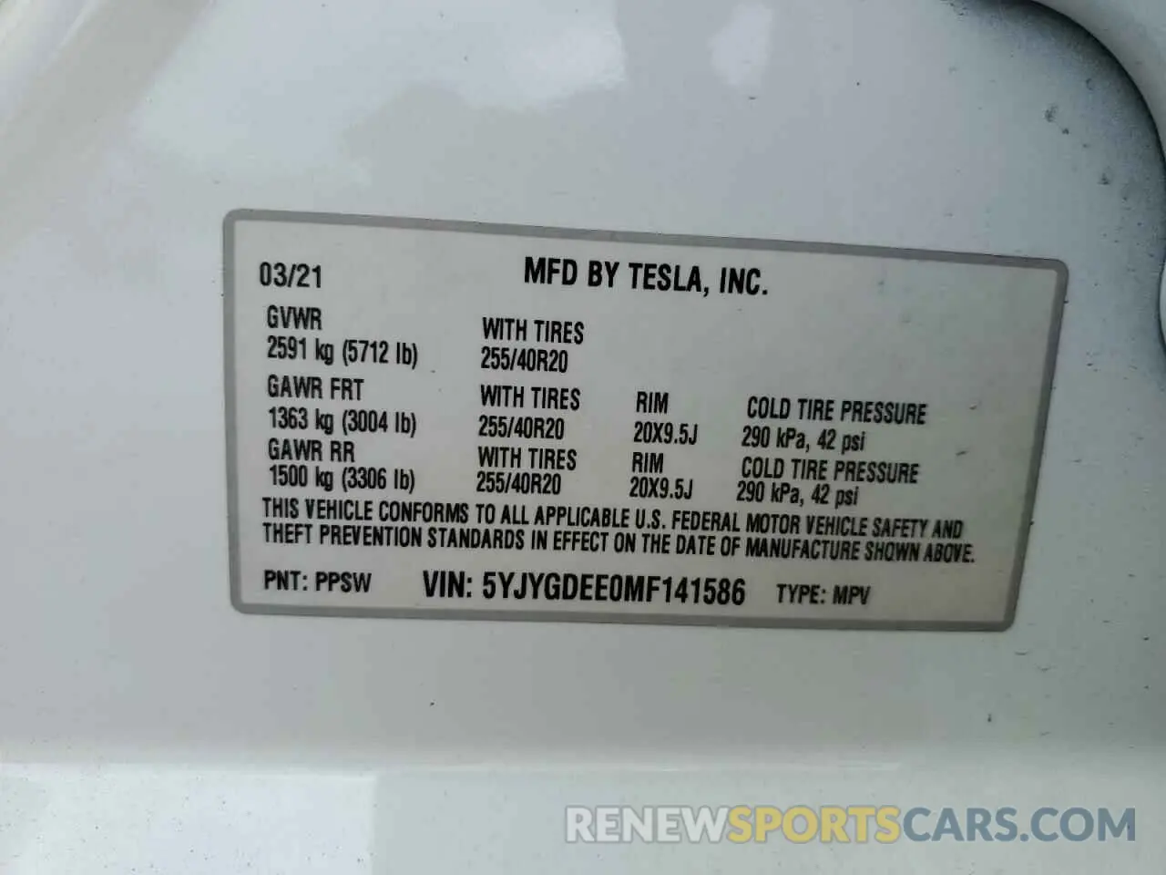 12 Photograph of a damaged car 5YJYGDEE0MF141586 TESLA MODEL Y 2021
