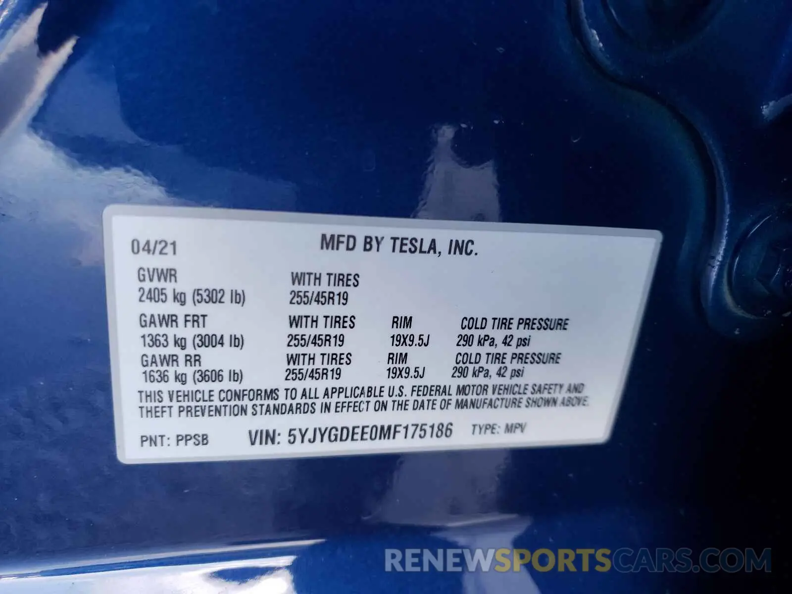 10 Photograph of a damaged car 5YJYGDEE0MF175186 TESLA MODEL Y 2021
