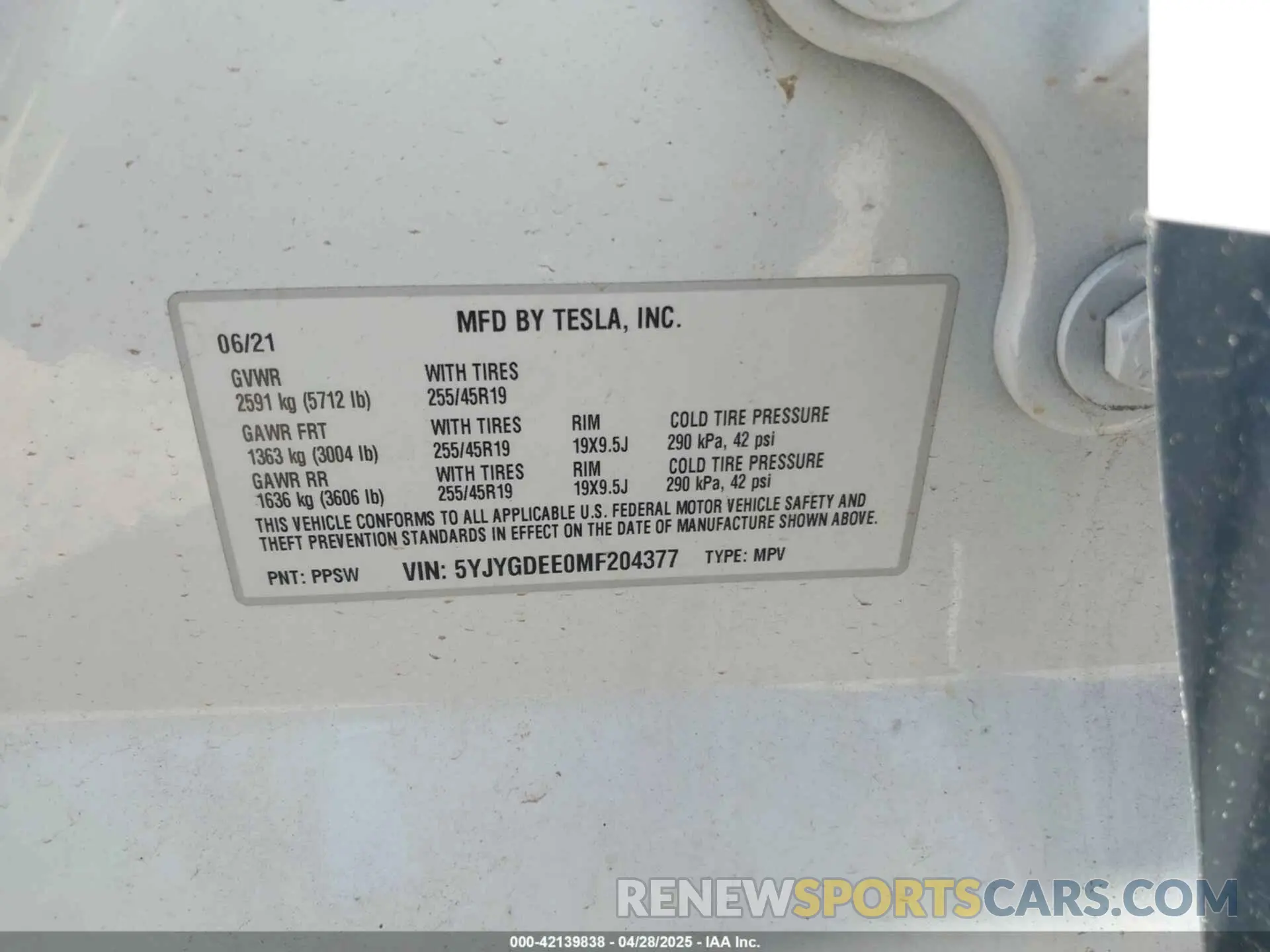 9 Фотография поврежденного автомобиля 5YJYGDEE0MF204377 TESLA MODEL Y 2021