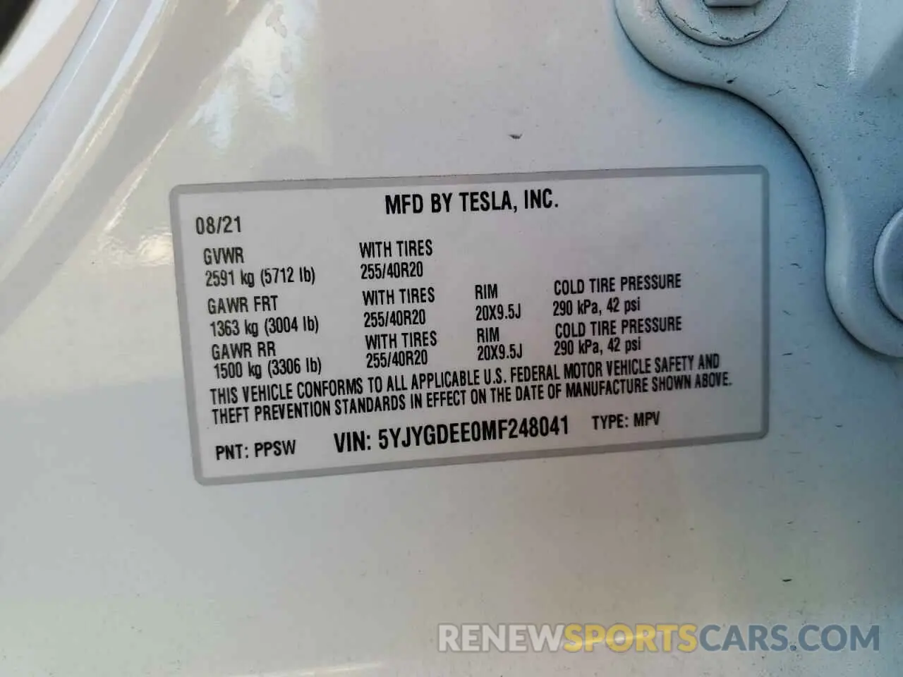 13 Photograph of a damaged car 5YJYGDEE0MF248041 TESLA MODEL Y 2021