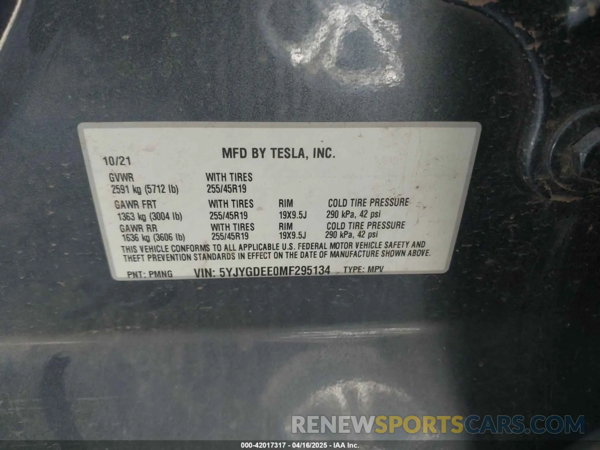 9 Фотография поврежденного автомобиля 5YJYGDEE0MF295134 TESLA MODEL Y 2021