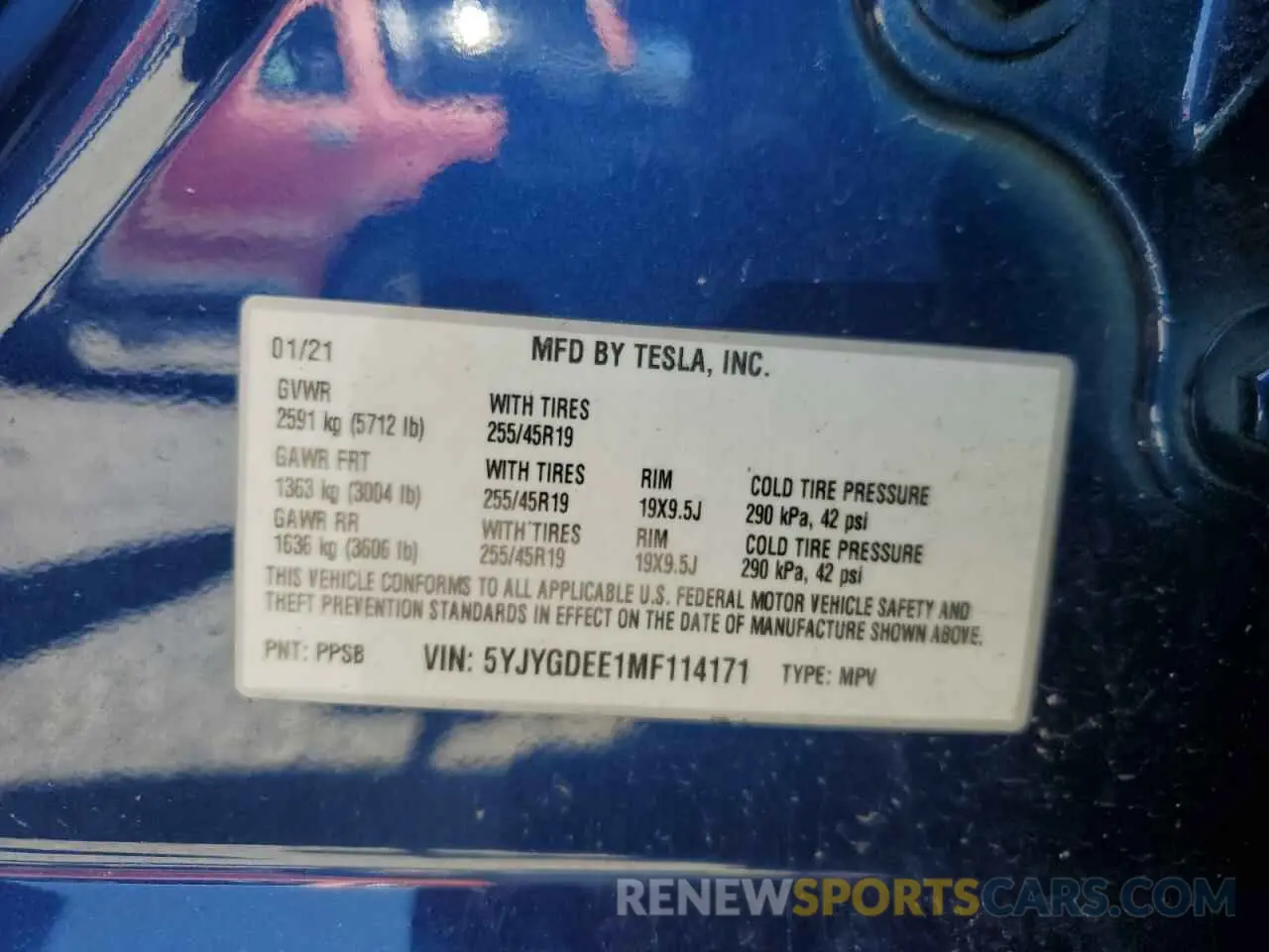 13 Фотография поврежденного автомобиля 5YJYGDEE1MF114171 TESLA MODEL Y 2021