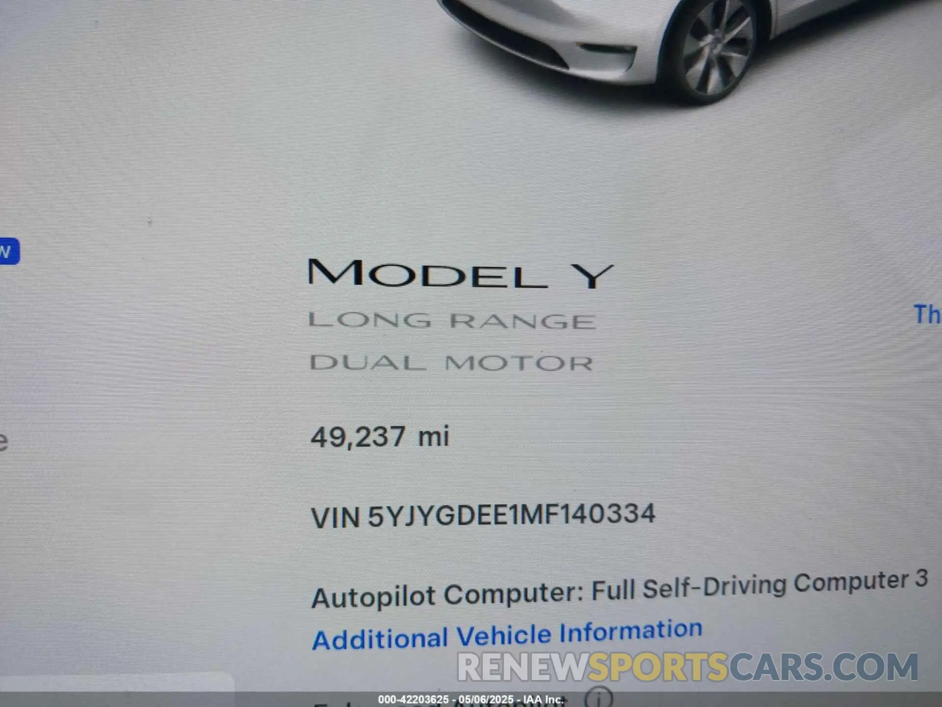 14 Фотография поврежденного автомобиля 5YJYGDEE1MF140334 TESLA MODEL Y 2021