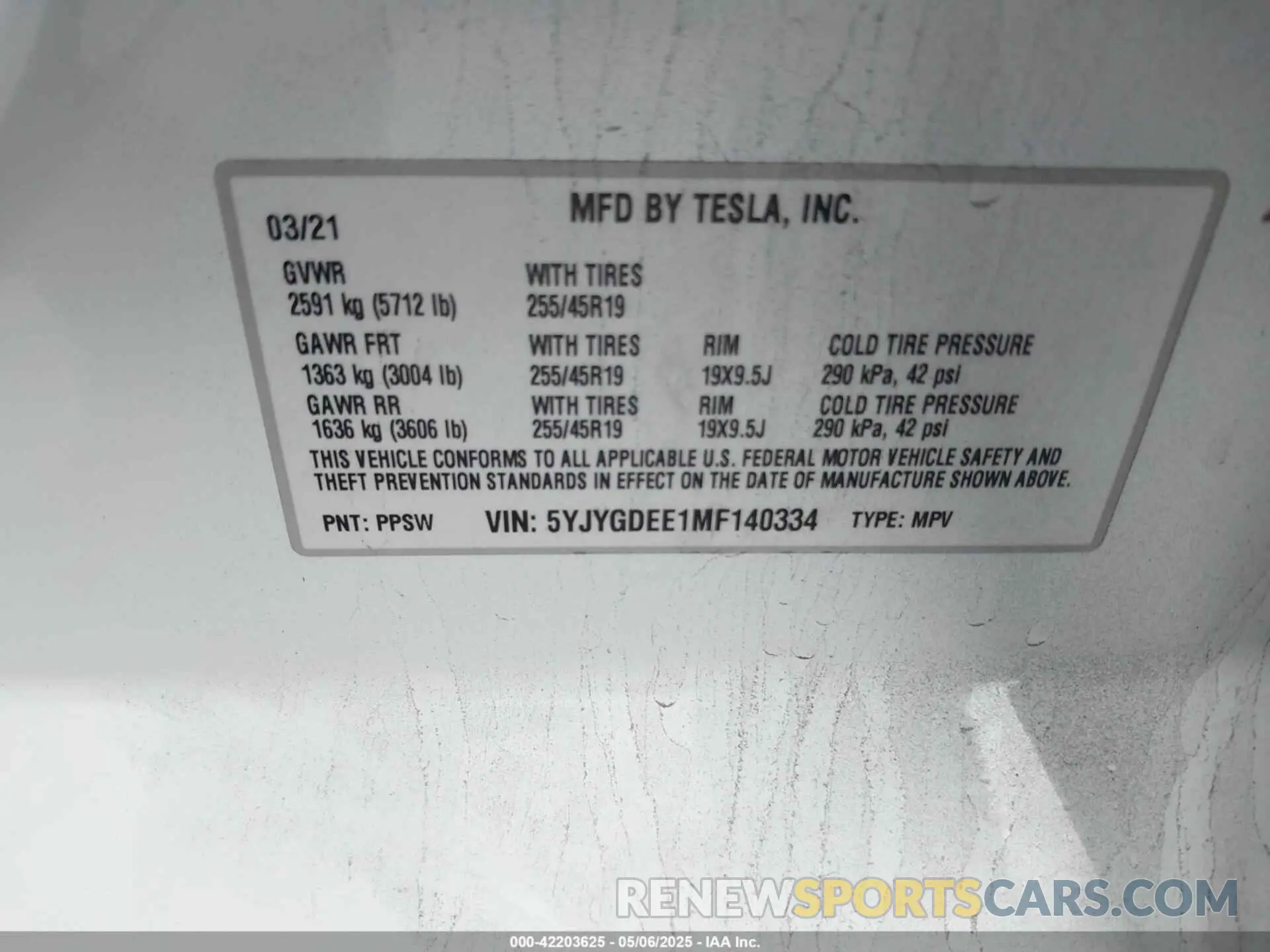 9 Фотография поврежденного автомобиля 5YJYGDEE1MF140334 TESLA MODEL Y 2021