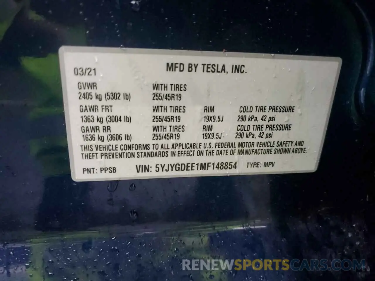 12 Фотография поврежденного автомобиля 5YJYGDEE1MF148854 TESLA MODEL Y 2021