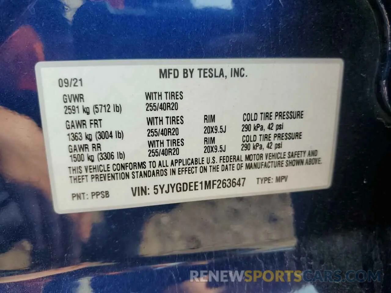 14 Фотография поврежденного автомобиля 5YJYGDEE1MF263647 TESLA MODEL Y 2021