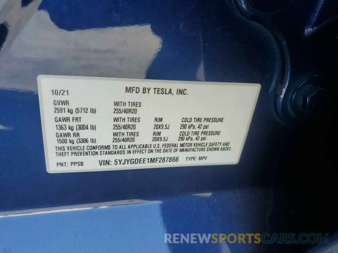 16 Фотография поврежденного автомобиля 5YJYGDEE1MF287866 TESLA MODEL Y 2021