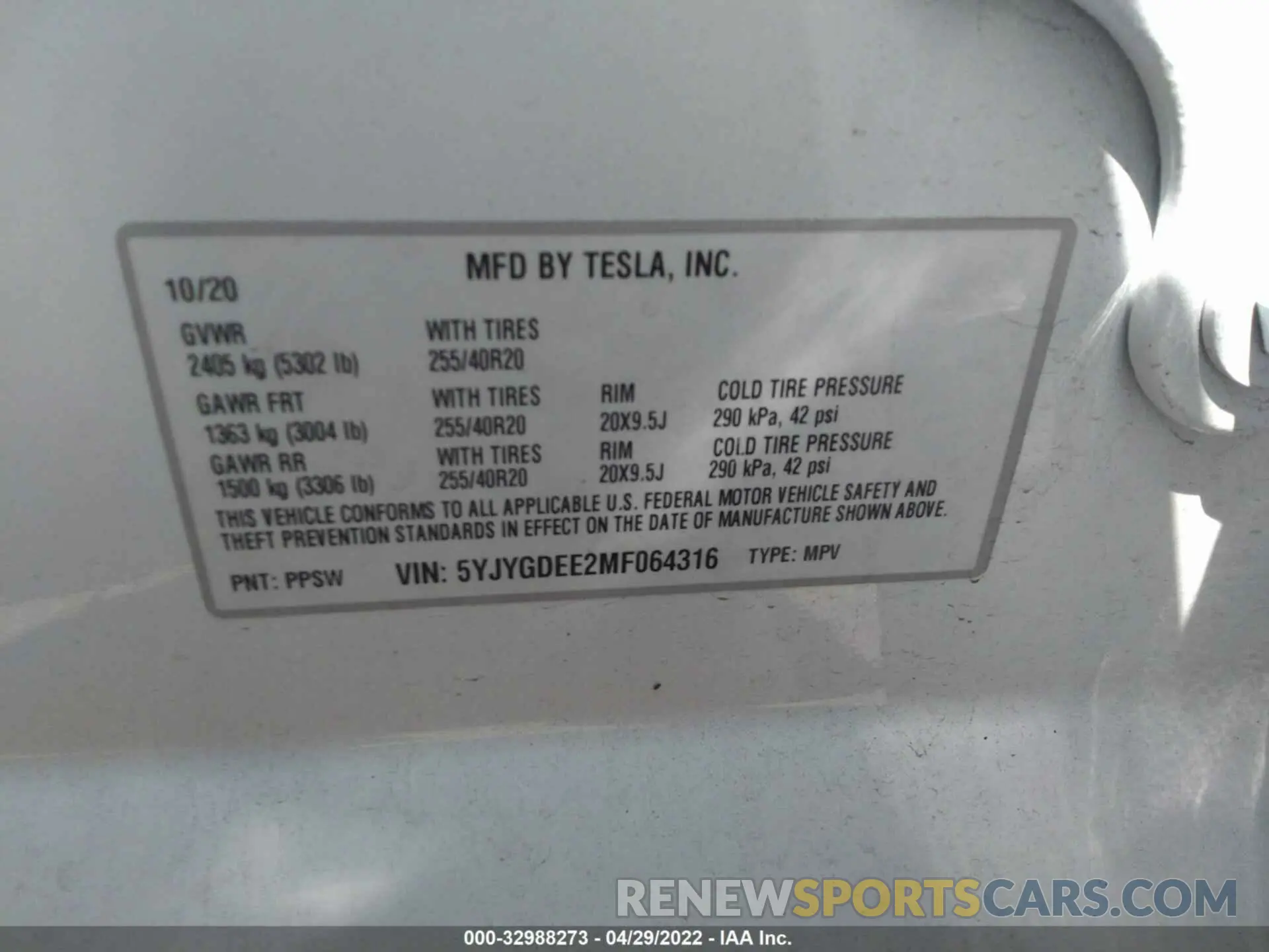 9 Фотография поврежденного автомобиля 5YJYGDEE2MF064316 TESLA MODEL Y 2021