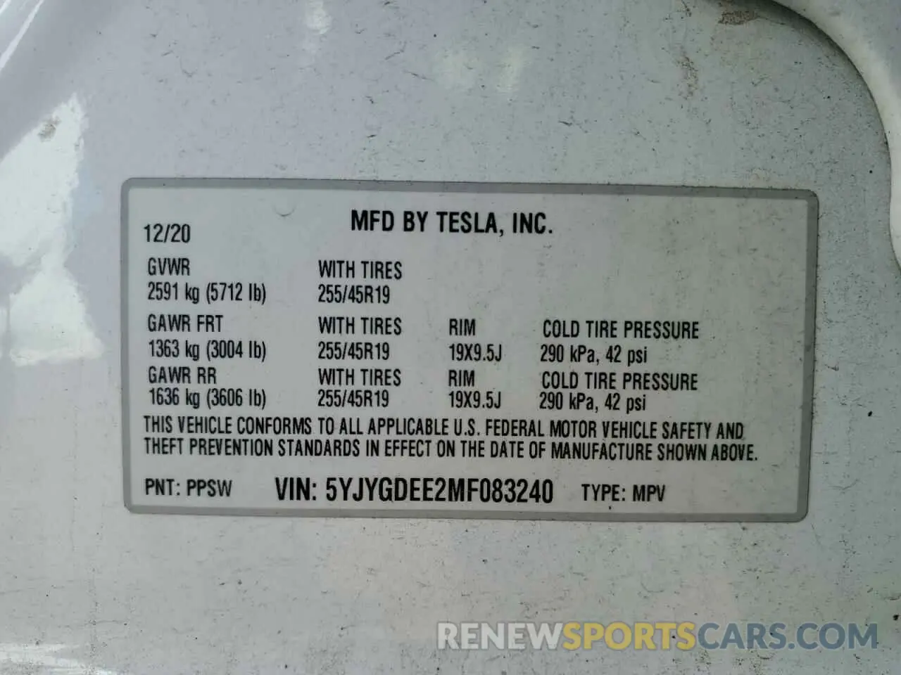 14 Photograph of a damaged car 5YJYGDEE2MF083240 TESLA MODEL Y 2021