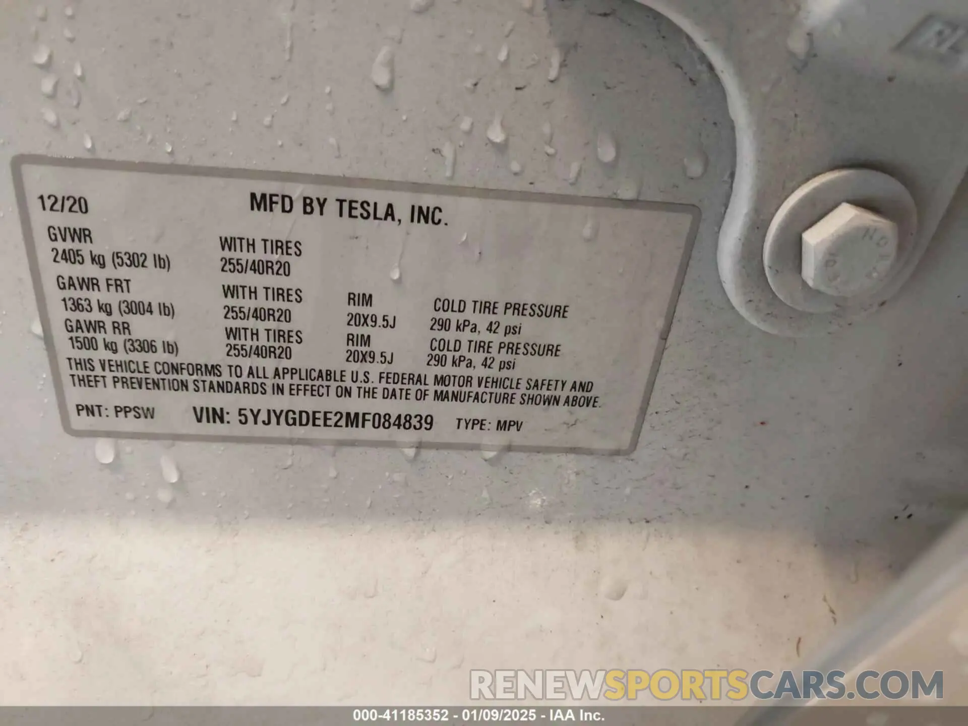 9 Фотография поврежденного автомобиля 5YJYGDEE2MF084839 TESLA MODEL Y 2021