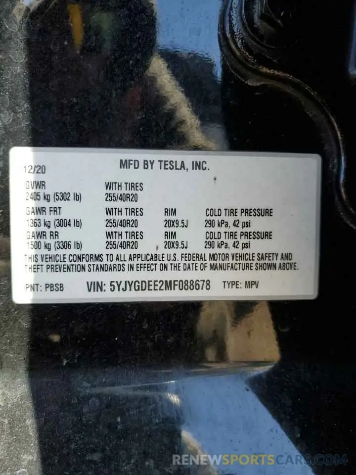 13 Photograph of a damaged car 5YJYGDEE2MF088678 TESLA MODEL Y 2021