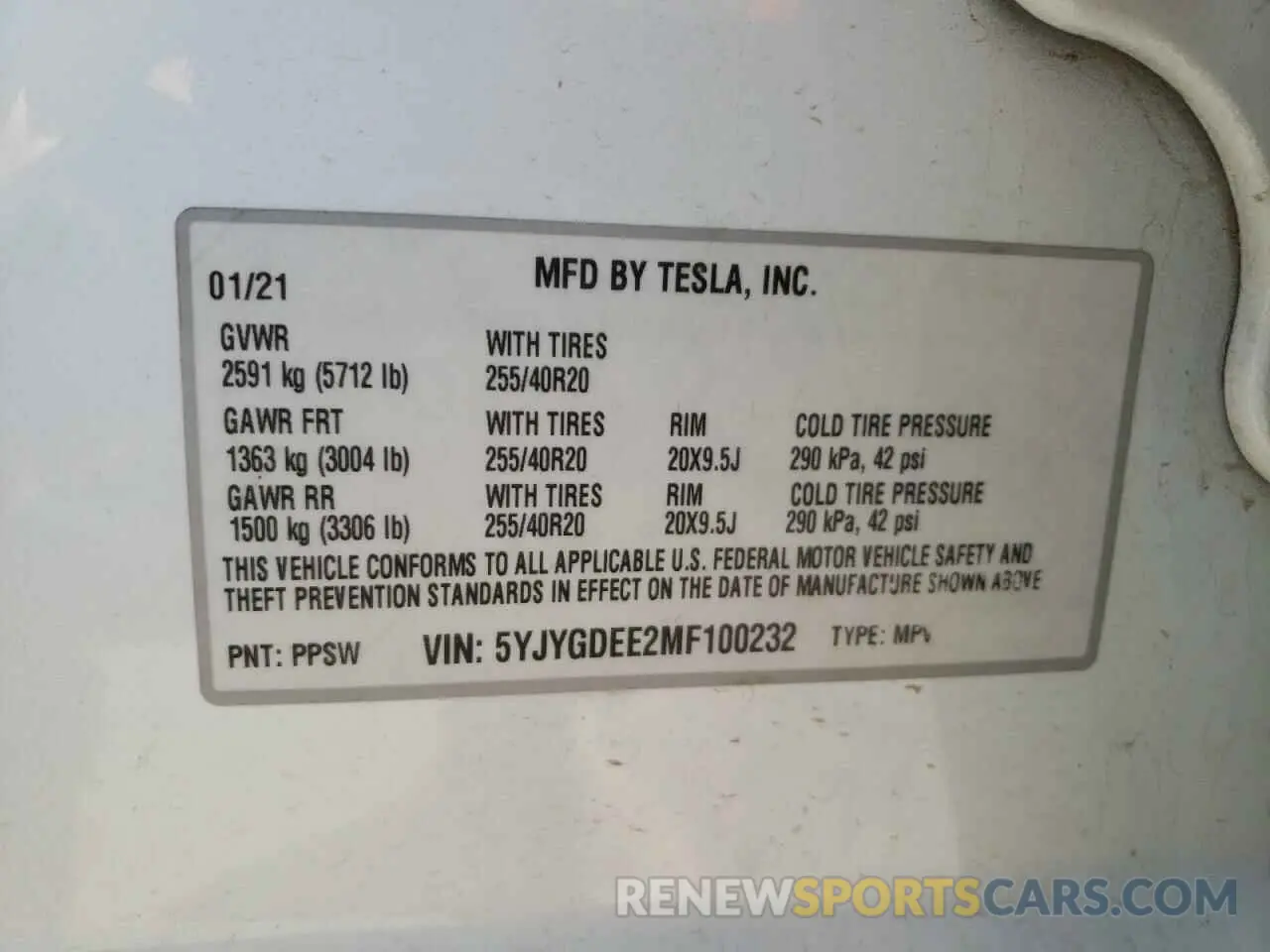 14 Фотография поврежденного автомобиля 5YJYGDEE2MF100232 TESLA MODEL Y 2021