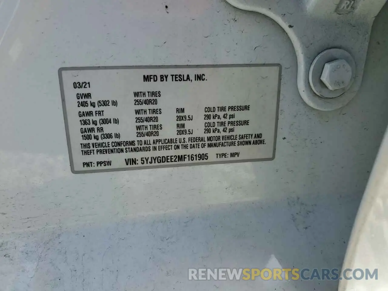 13 Фотография поврежденного автомобиля 5YJYGDEE2MF161905 TESLA MODEL Y 2021