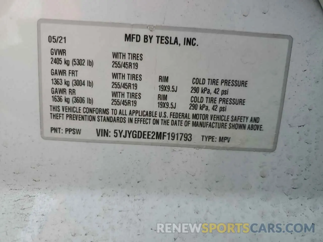 13 Фотография поврежденного автомобиля 5YJYGDEE2MF191793 TESLA MODEL Y 2021