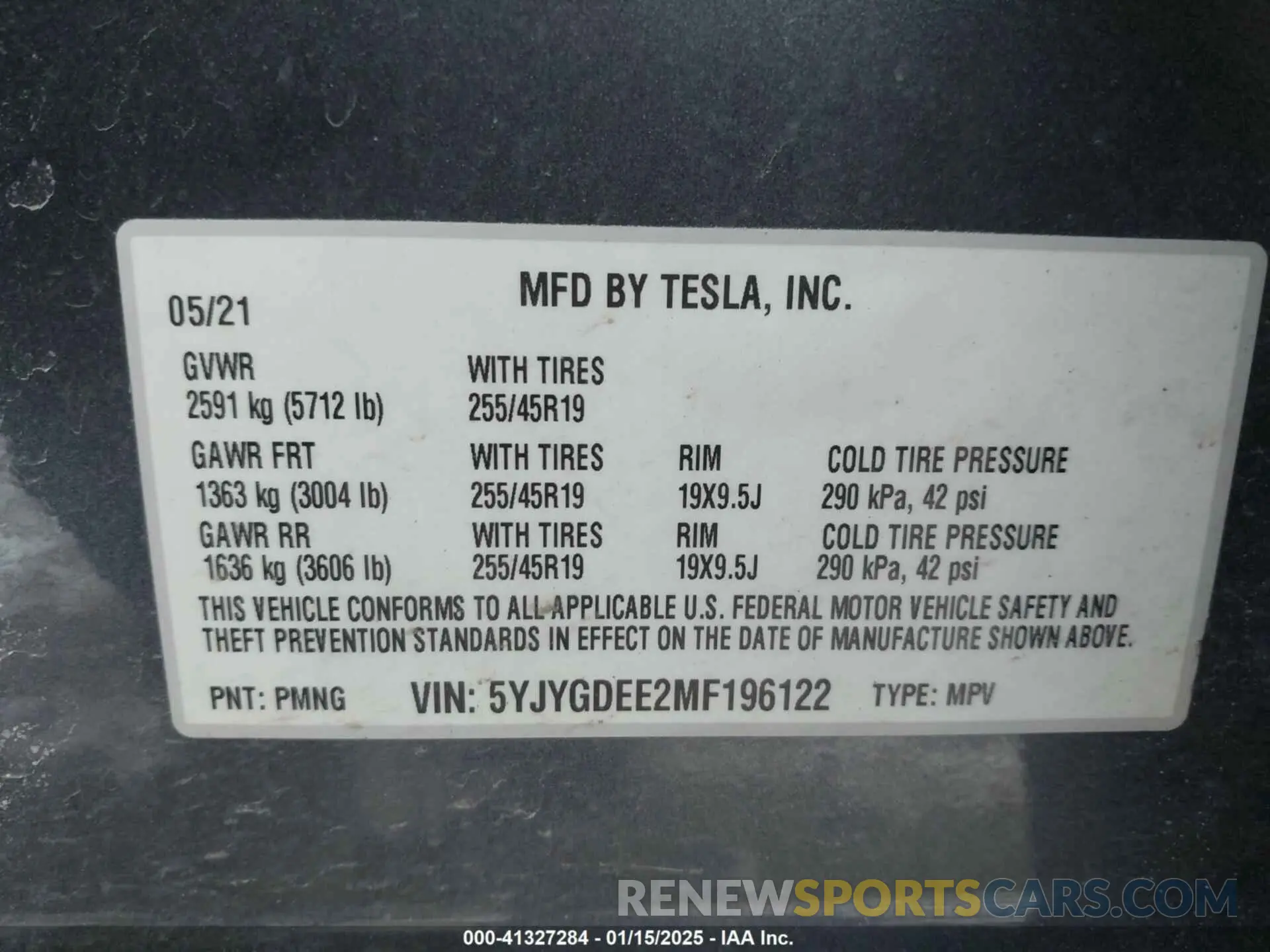 9 Photograph of a damaged car 5YJYGDEE2MF196122 TESLA MODEL Y 2021