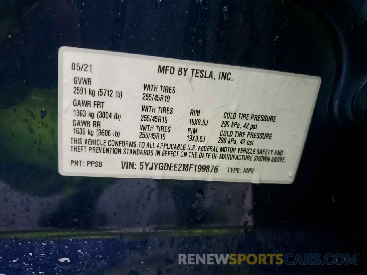 12 Фотография поврежденного автомобиля 5YJYGDEE2MF199876 TESLA MODEL Y 2021