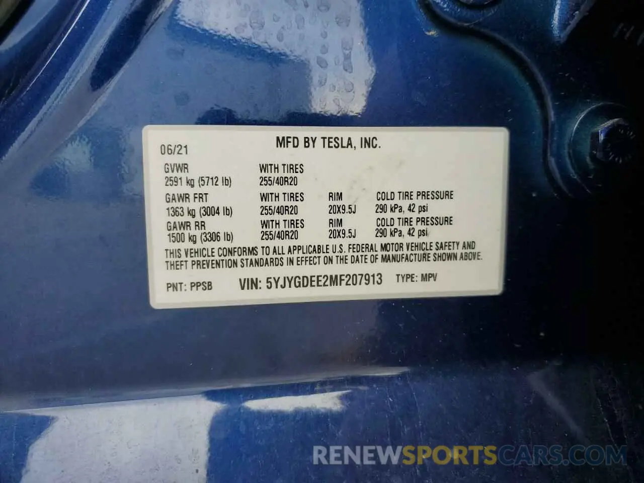 14 Фотография поврежденного автомобиля 5YJYGDEE2MF207913 TESLA MODEL Y 2021