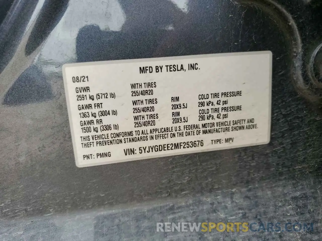 13 Photograph of a damaged car 5YJYGDEE2MF253676 TESLA MODEL Y 2021
