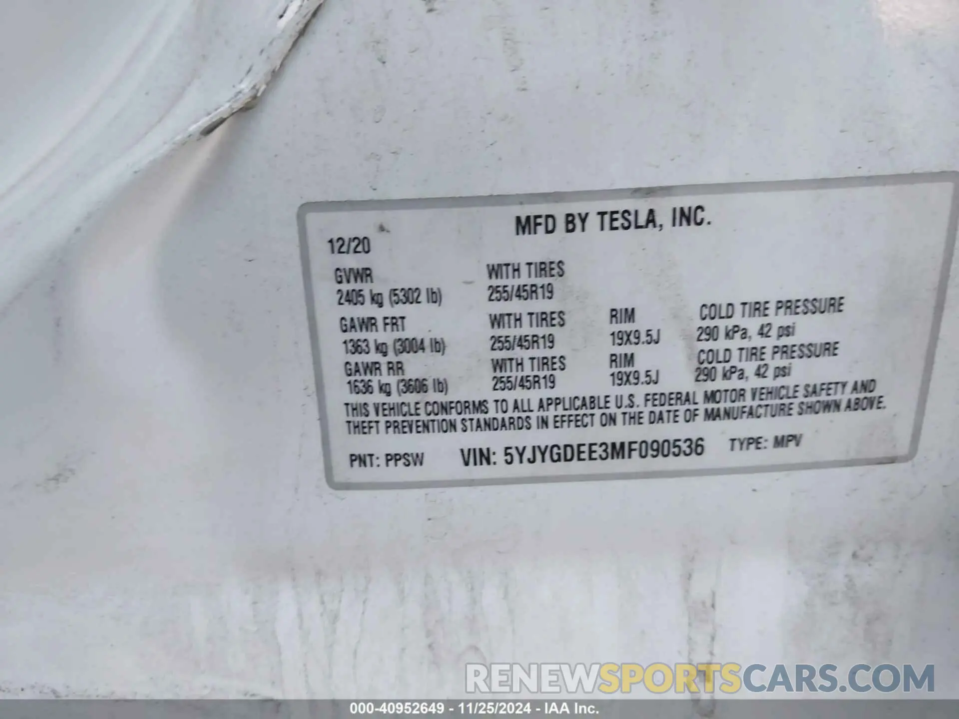 9 Фотография поврежденного автомобиля 5YJYGDEE3MF090536 TESLA MODEL Y 2021