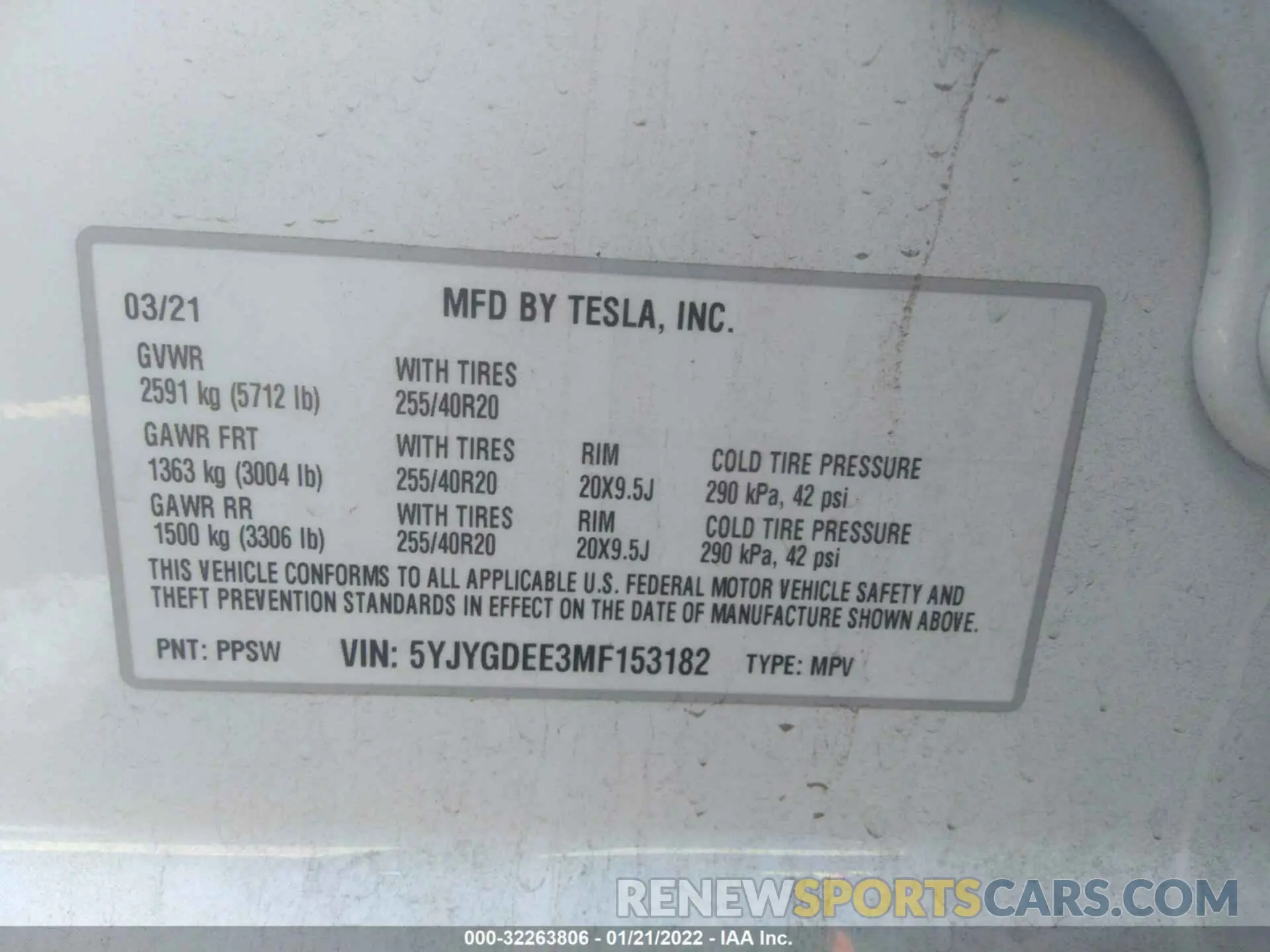 9 Photograph of a damaged car 5YJYGDEE3MF153182 TESLA MODEL Y 2021