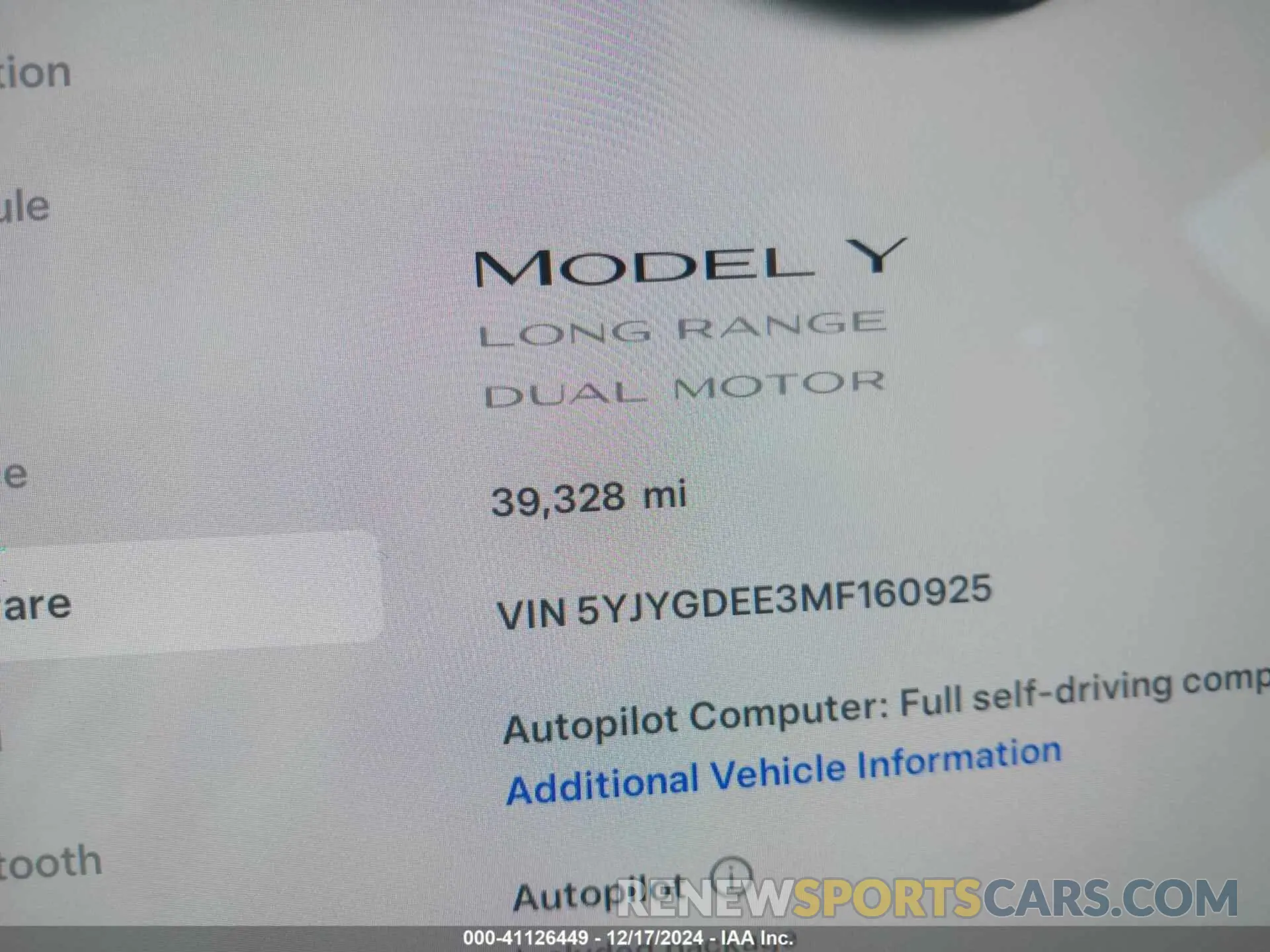 14 Photograph of a damaged car 5YJYGDEE3MF160925 TESLA MODEL Y 2021