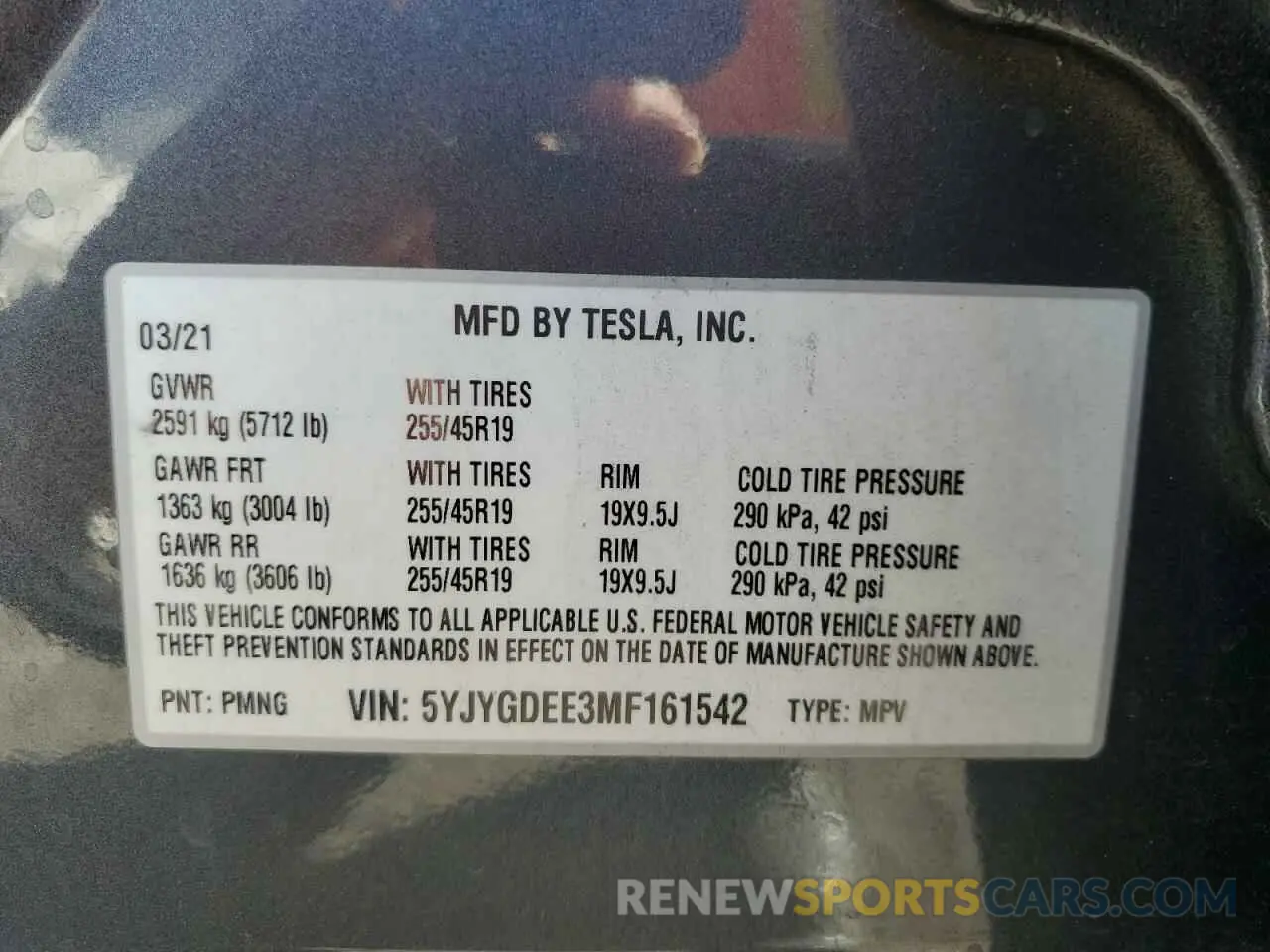 12 Фотография поврежденного автомобиля 5YJYGDEE3MF161542 TESLA MODEL Y 2021