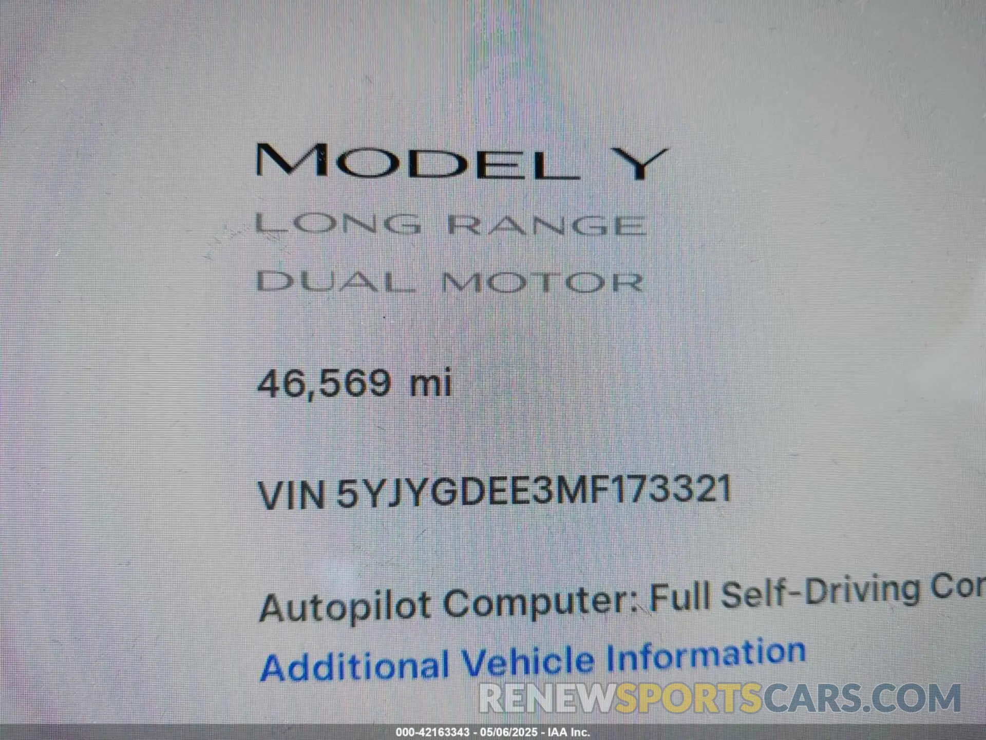 16 Photograph of a damaged car 5YJYGDEE3MF173321 TESLA MODEL Y 2021