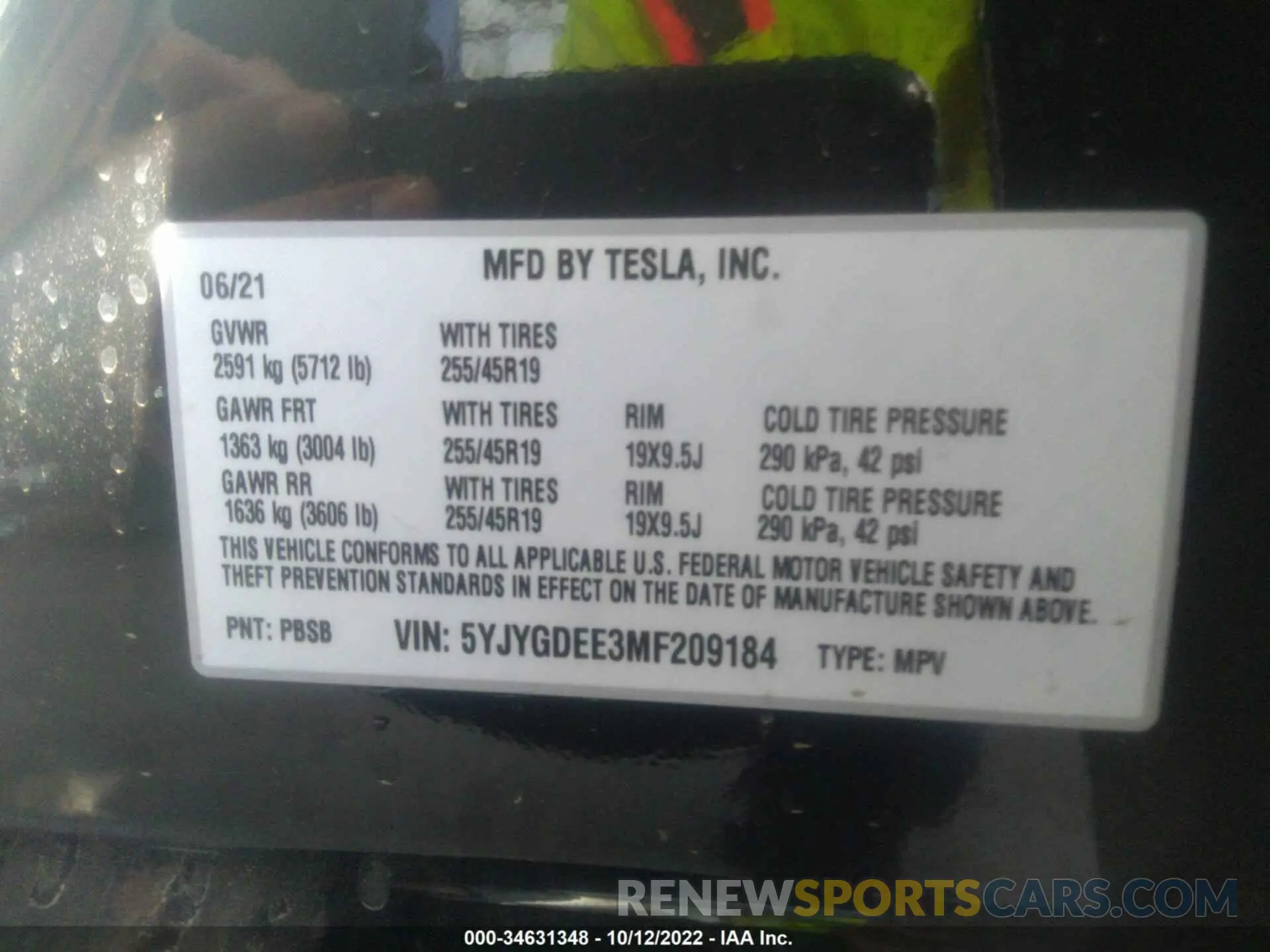 9 Фотография поврежденного автомобиля 5YJYGDEE3MF209184 TESLA MODEL Y 2021