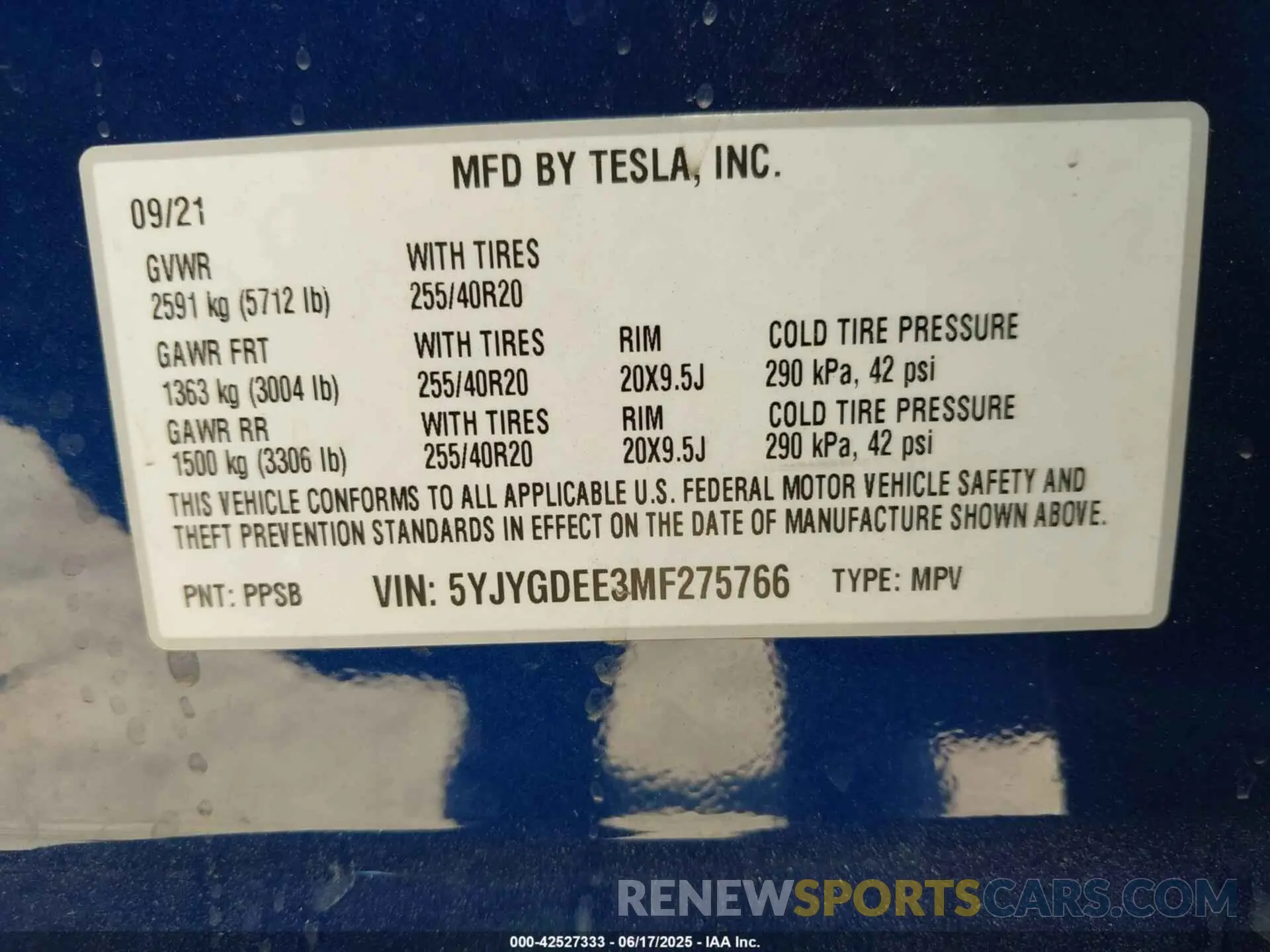 9 Photograph of a damaged car 5YJYGDEE3MF275766 TESLA MODEL Y 2021