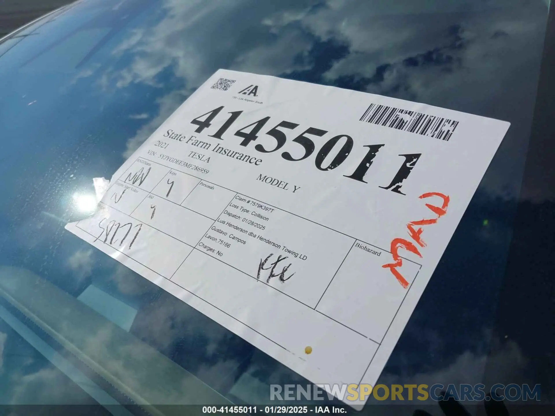 20 Photograph of a damaged car 5YJYGDEE3MF286959 TESLA MODEL Y 2021