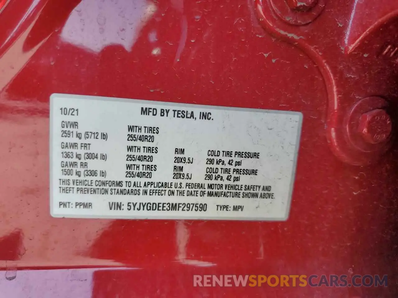 13 Фотография поврежденного автомобиля 5YJYGDEE3MF297590 TESLA MODEL Y 2021