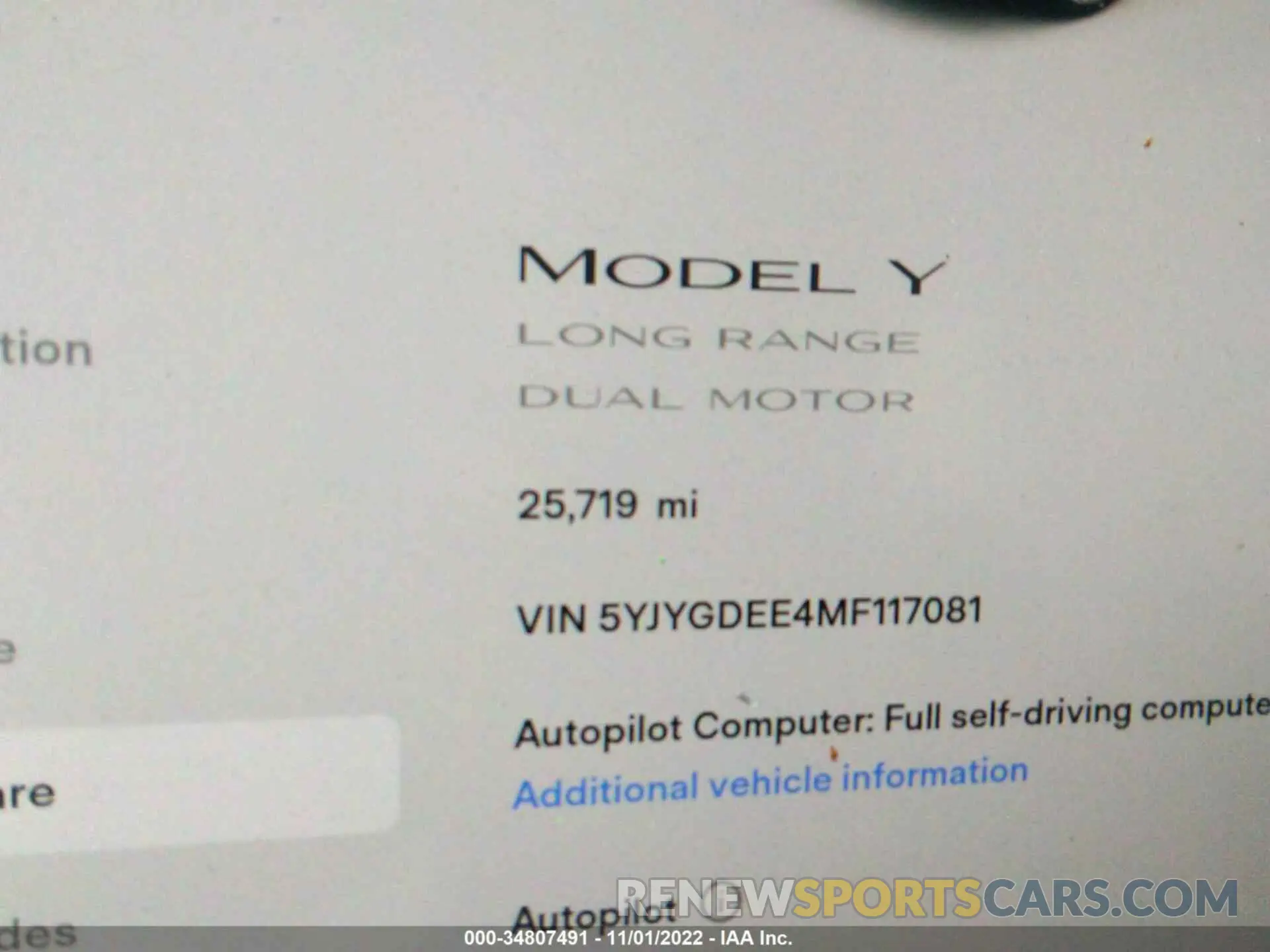 7 Photograph of a damaged car 5YJYGDEE4MF117081 TESLA MODEL Y 2021