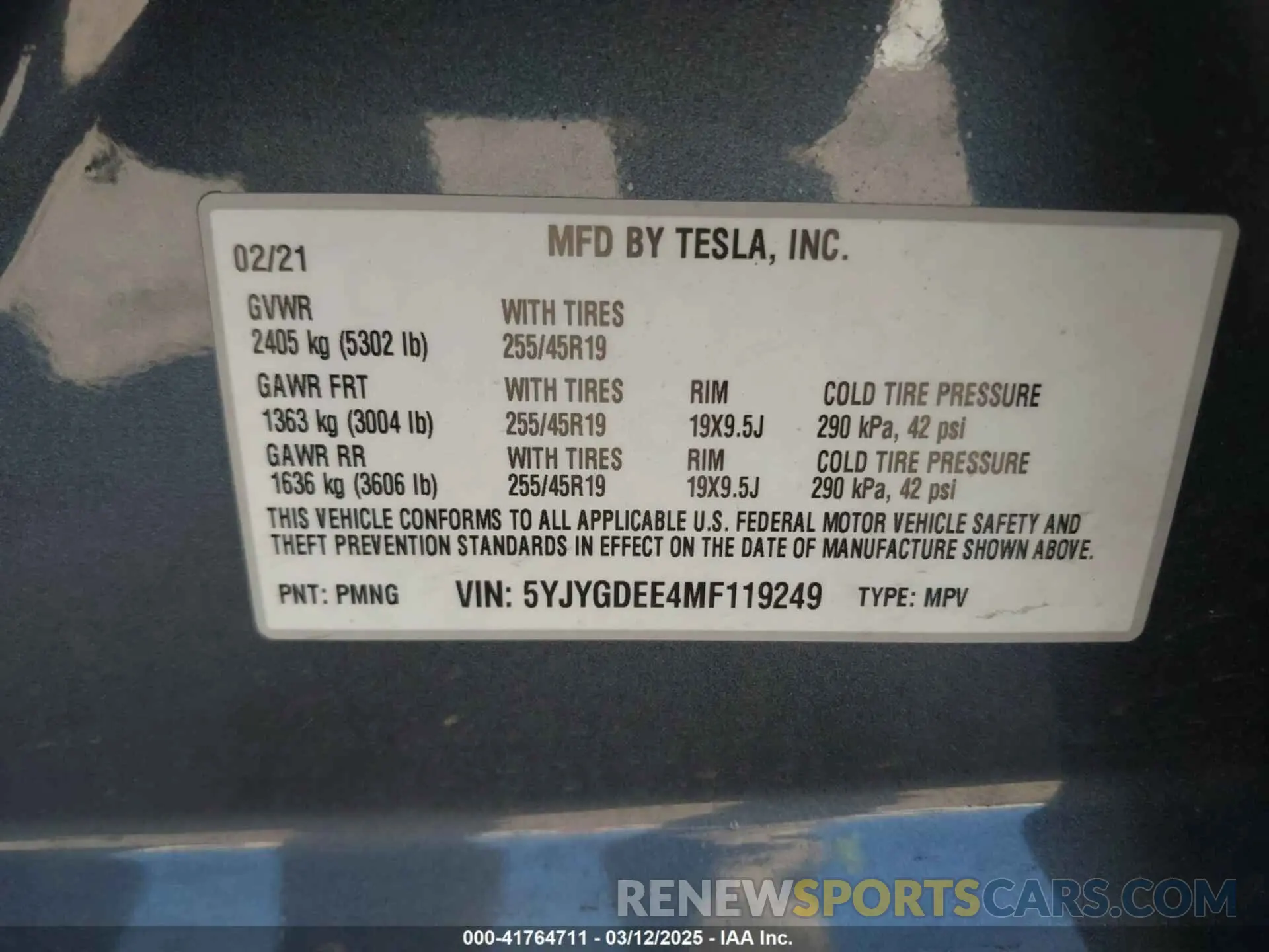 9 Photograph of a damaged car 5YJYGDEE4MF119249 TESLA MODEL Y 2021
