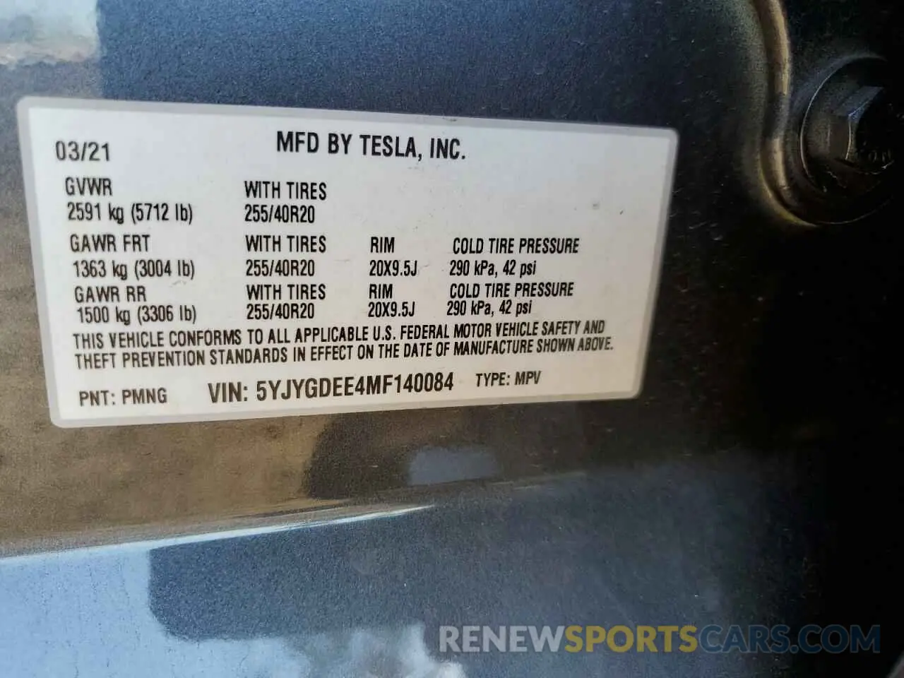 13 Фотография поврежденного автомобиля 5YJYGDEE4MF140084 TESLA MODEL Y 2021