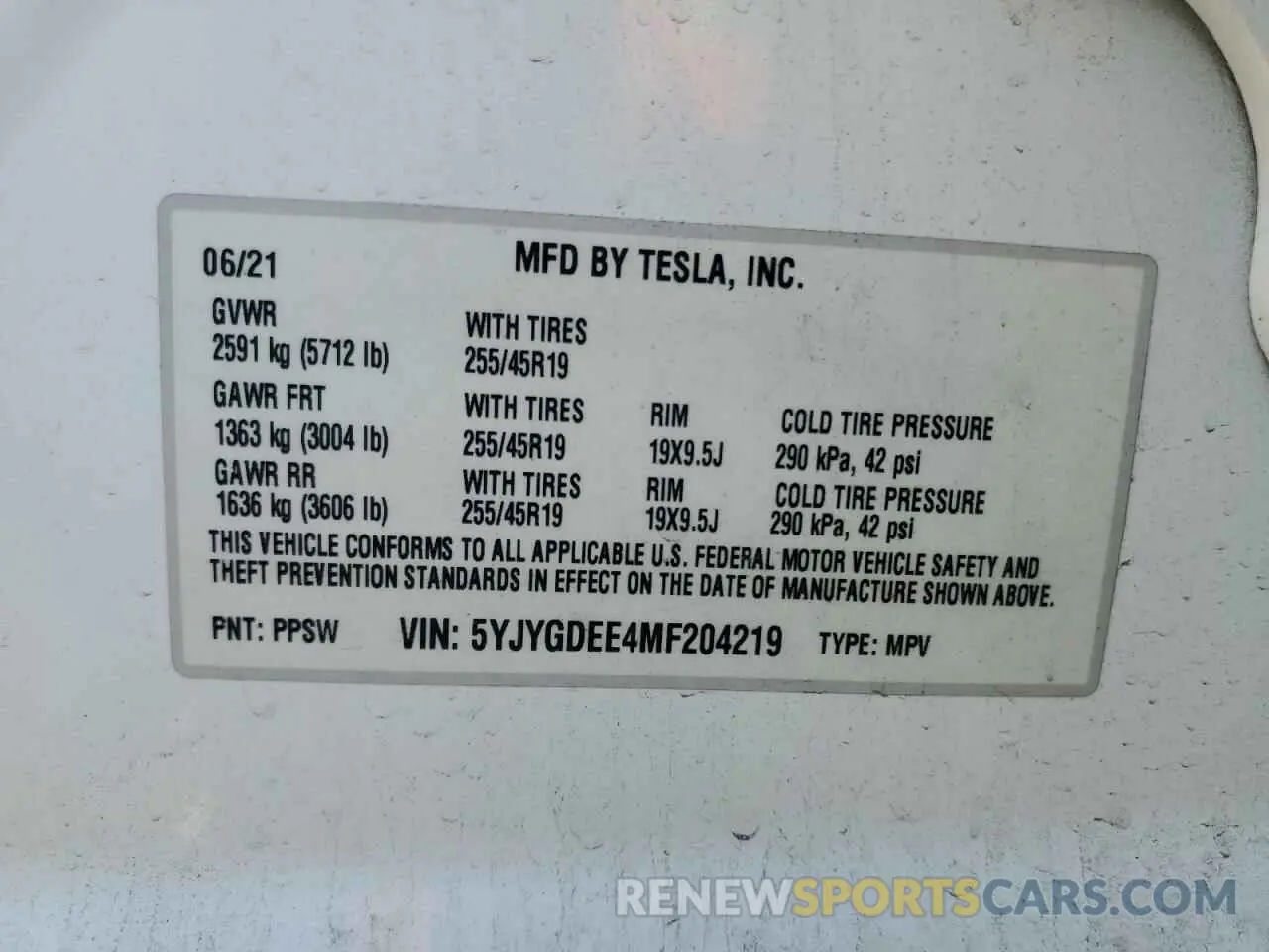 12 Фотография поврежденного автомобиля 5YJYGDEE4MF204219 TESLA MODEL Y 2021