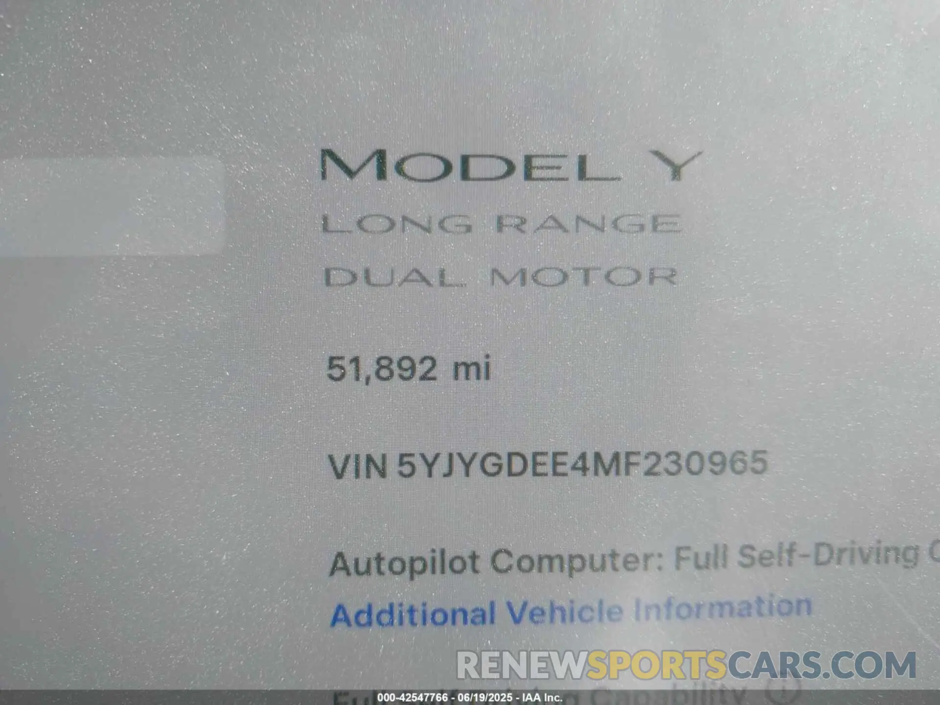 16 Фотография поврежденного автомобиля 5YJYGDEE4MF230965 TESLA MODEL Y 2021