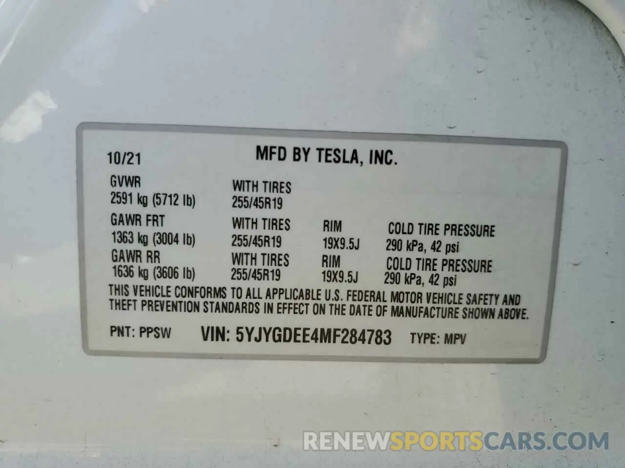 14 Photograph of a damaged car 5YJYGDEE4MF284783 TESLA MODEL Y 2021