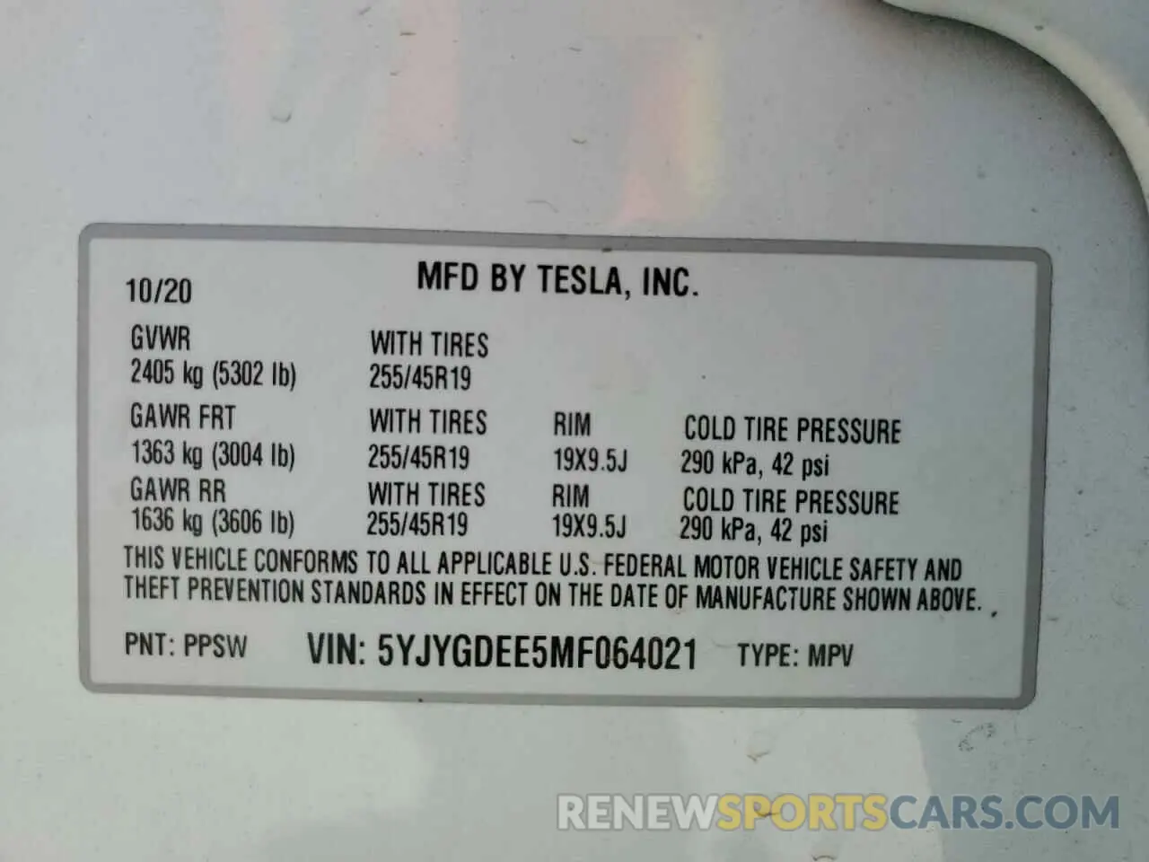 15 Photograph of a damaged car 5YJYGDEE5MF064021 TESLA MODEL Y 2021