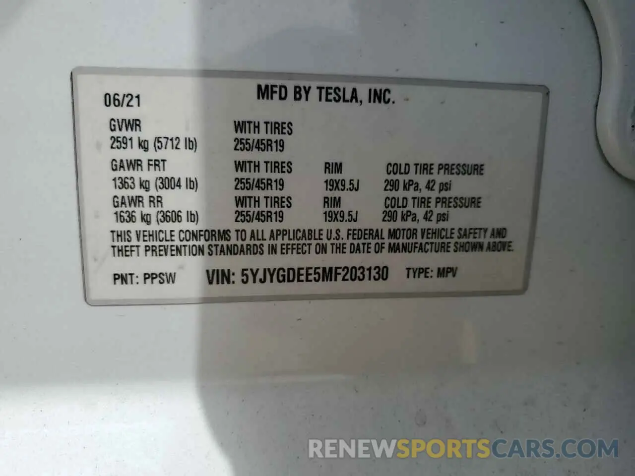 13 Фотография поврежденного автомобиля 5YJYGDEE5MF203130 TESLA MODEL Y 2021