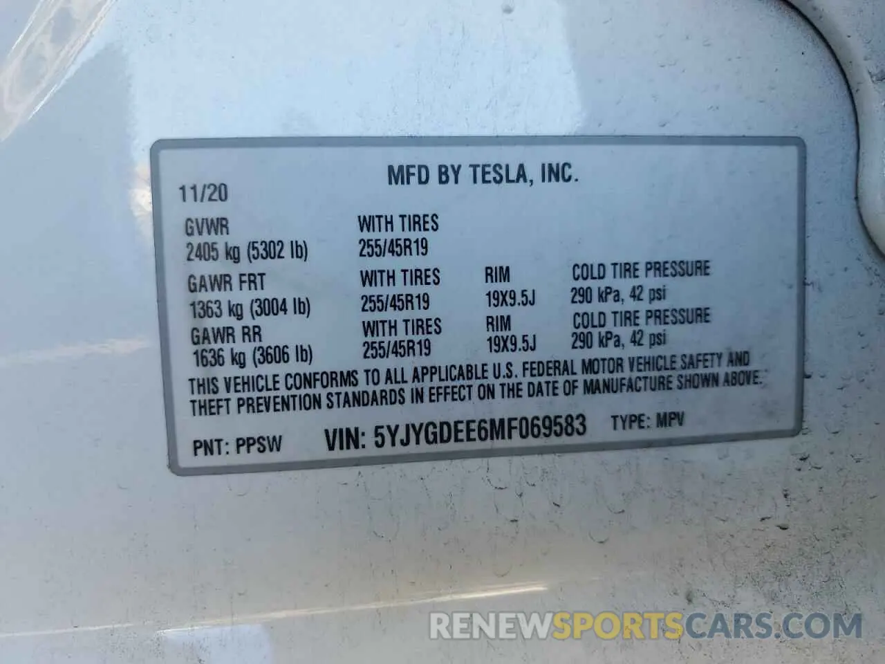 14 Фотография поврежденного автомобиля 5YJYGDEE6MF069583 TESLA MODEL Y 2021