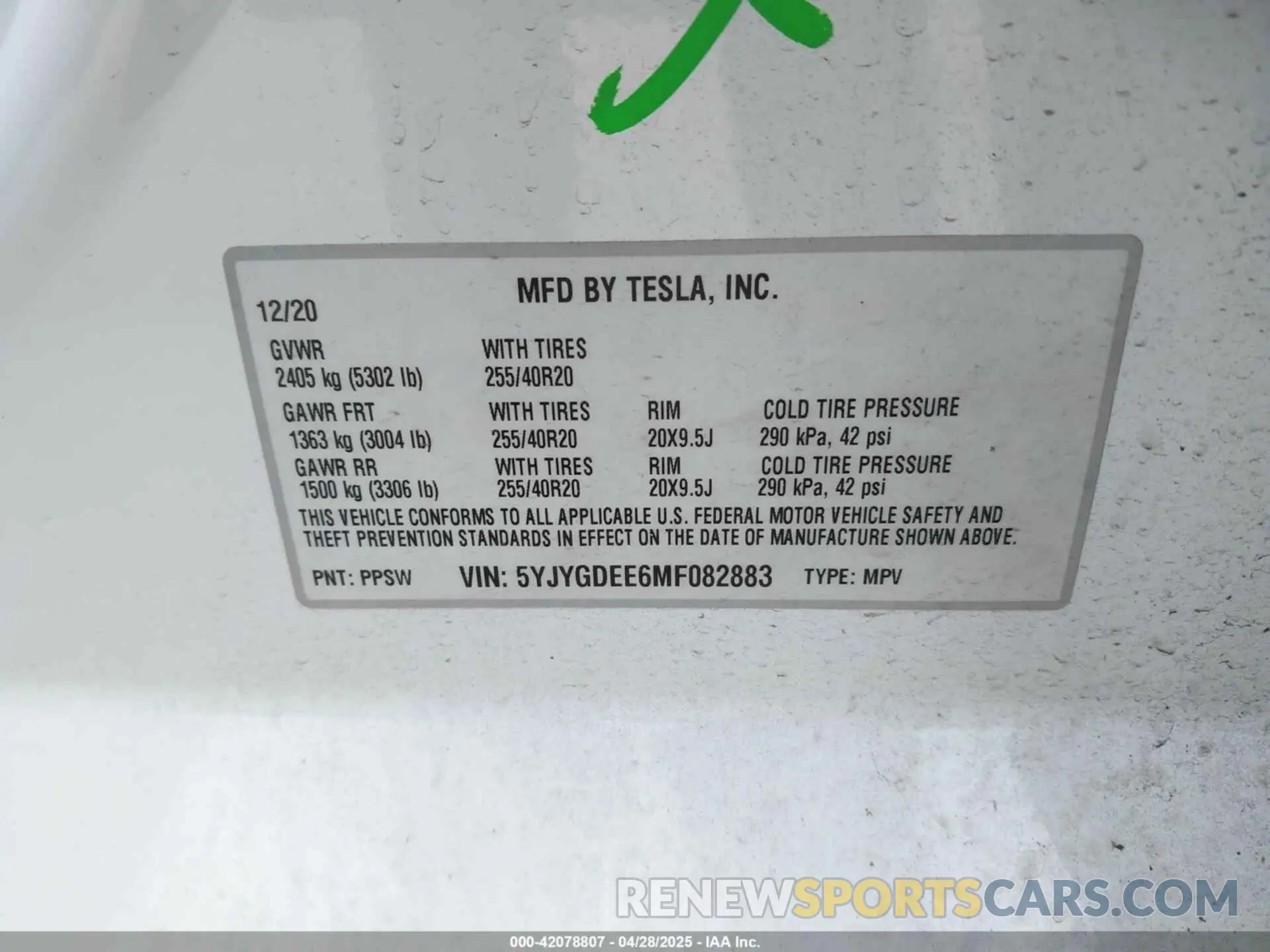 9 Фотография поврежденного автомобиля 5YJYGDEE6MF082883 TESLA MODEL Y 2021