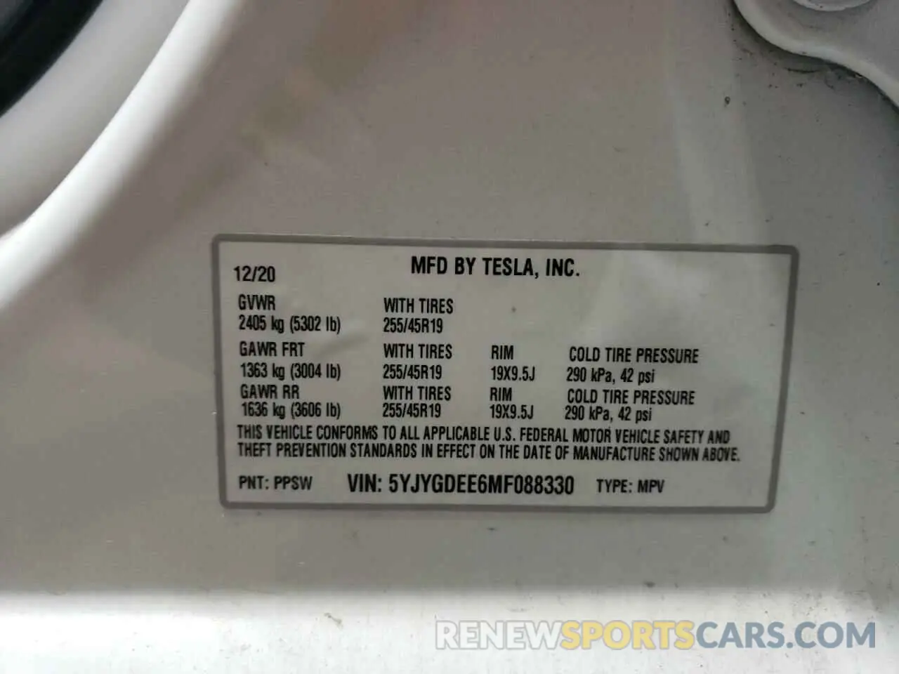 14 Photograph of a damaged car 5YJYGDEE6MF088330 TESLA MODEL Y 2021