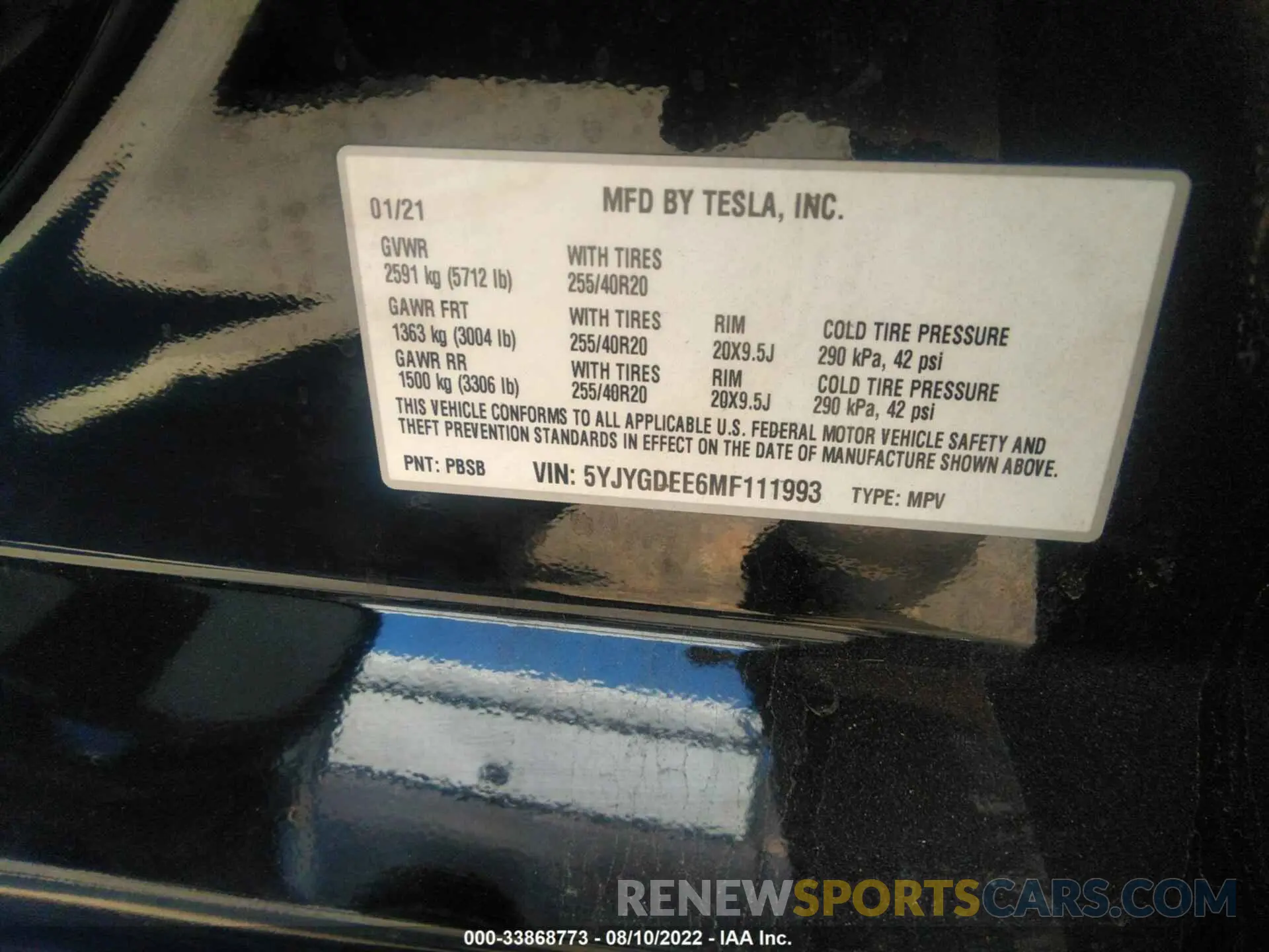 9 Photograph of a damaged car 5YJYGDEE6MF111993 TESLA MODEL Y 2021