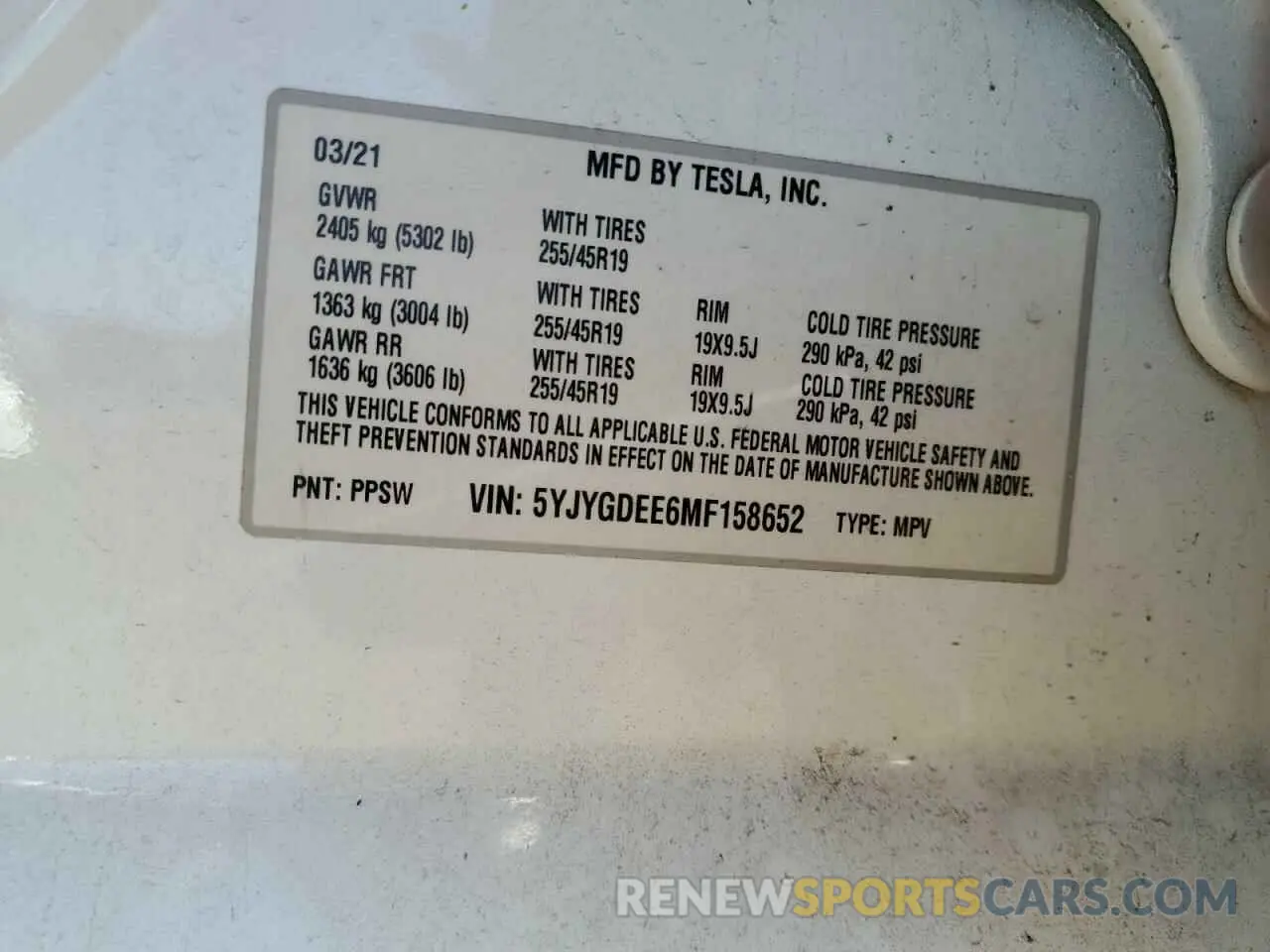 13 Фотография поврежденного автомобиля 5YJYGDEE6MF158652 TESLA MODEL Y 2021