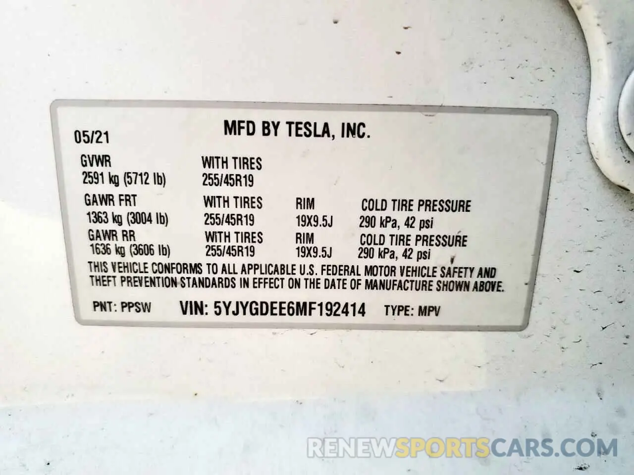 16 Фотография поврежденного автомобиля 5YJYGDEE6MF192414 TESLA MODEL Y 2021